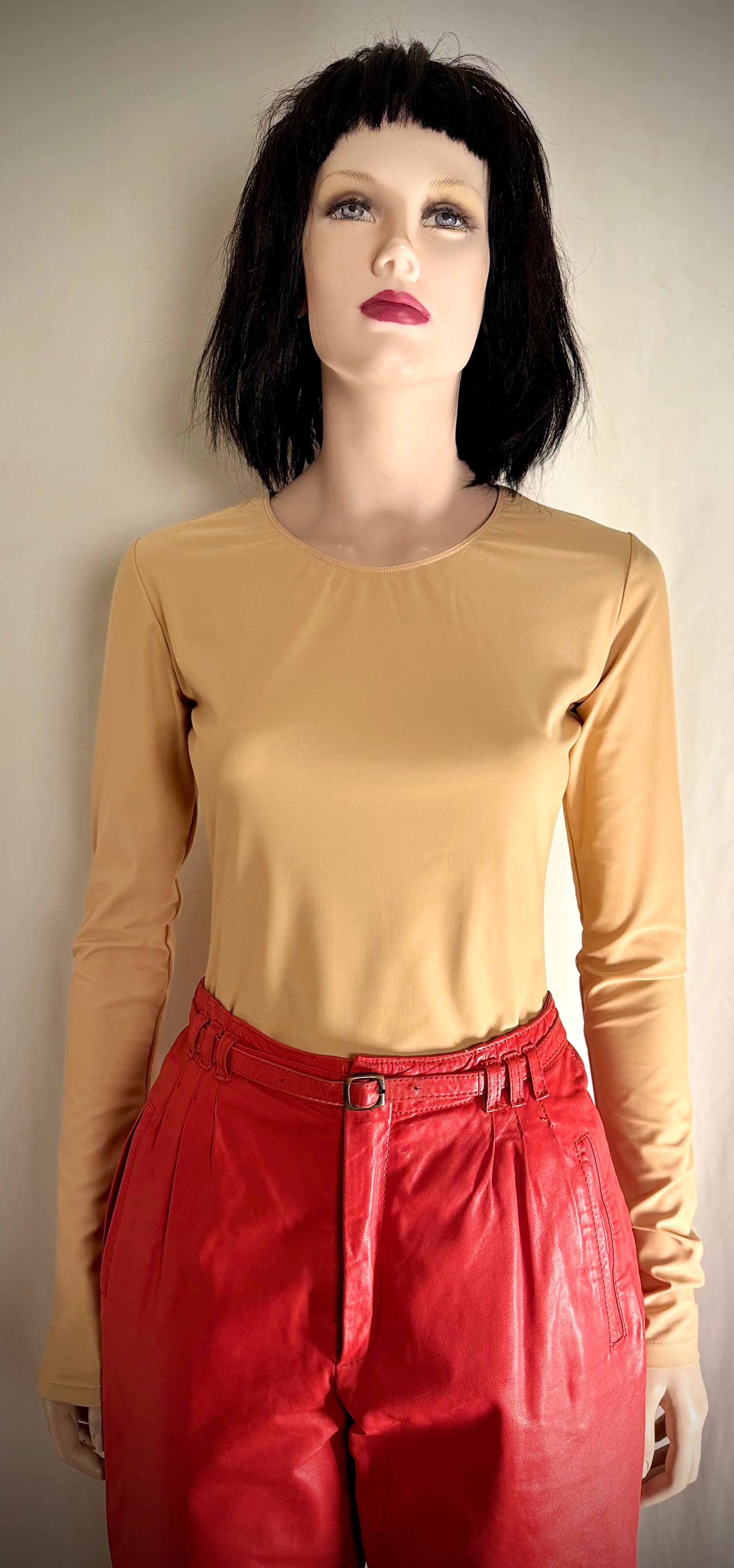 Vintage Red Leather Trousers - High-Waist Cut