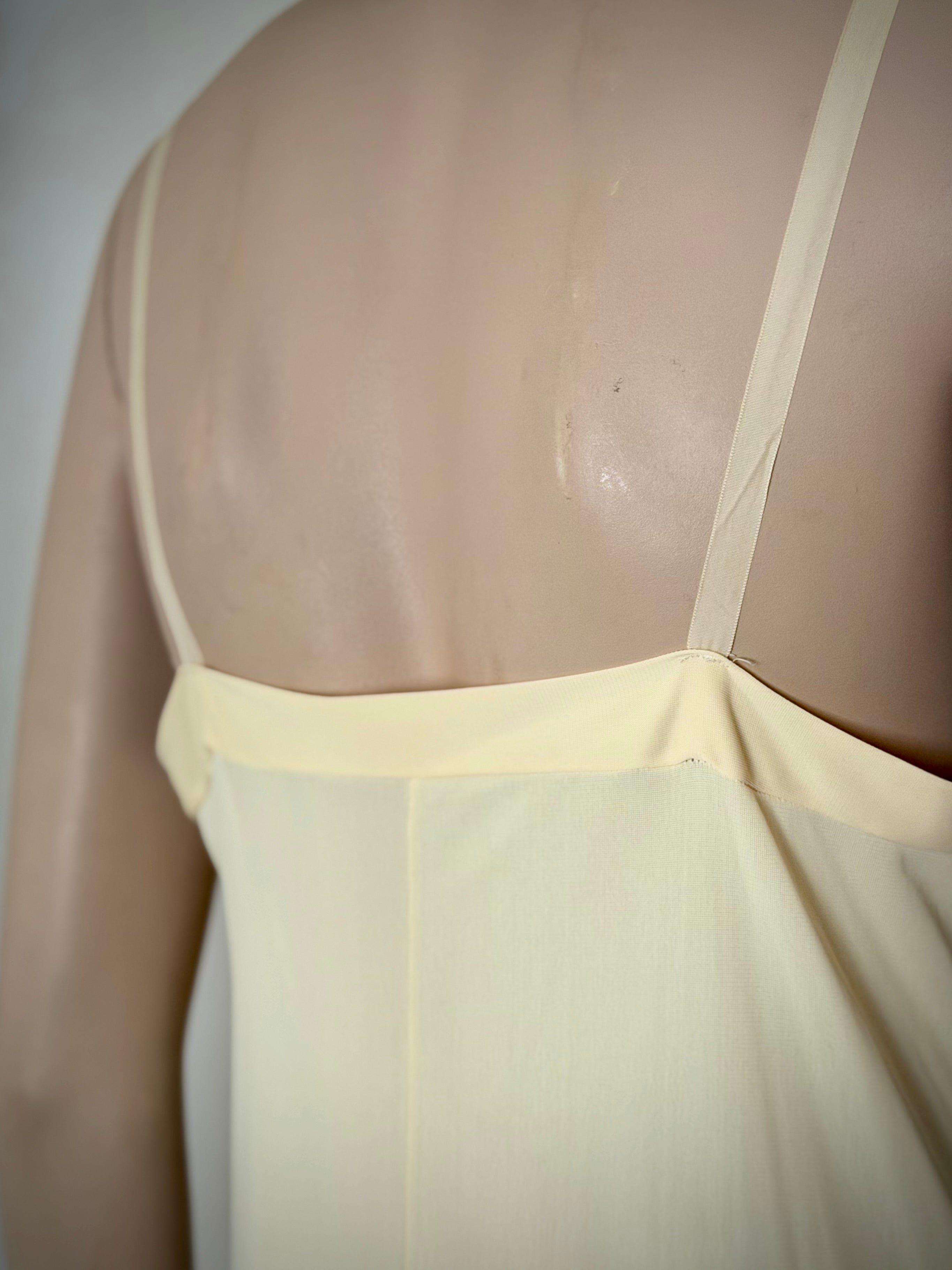 1960s Cream Nylon Slip Dress With Lace Trim