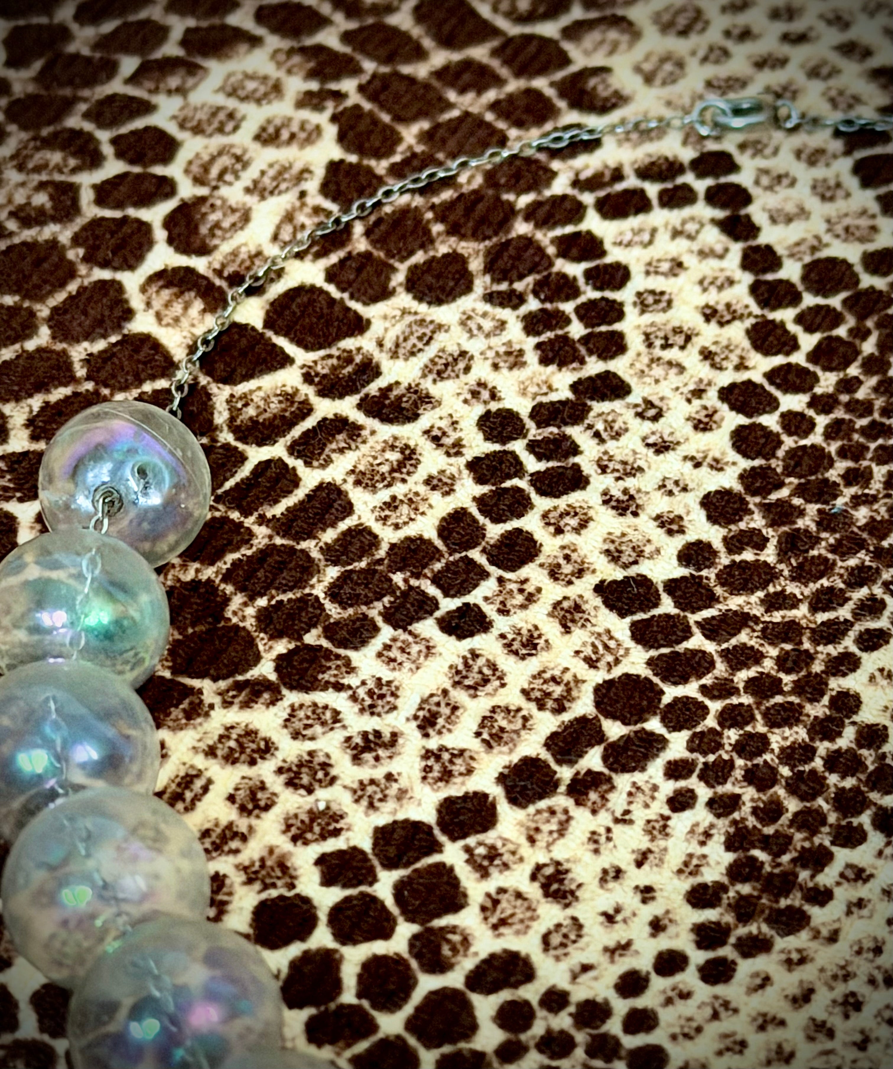 1940s Blown Glass Soap Bubble Necklace | Iridescent Glass Beads | Mid Century Jewellery