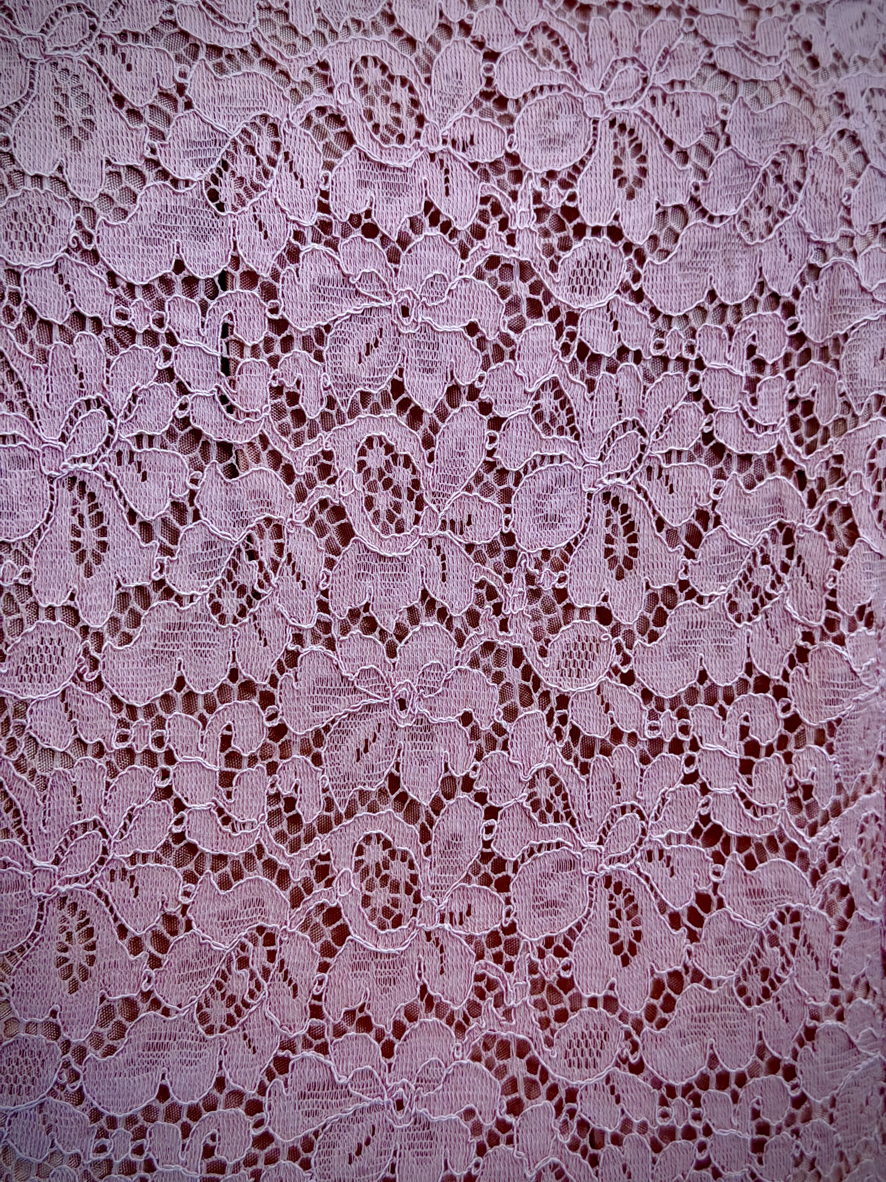 1950s Pink Lace Cocktail Dress with Satin Rosette Belt