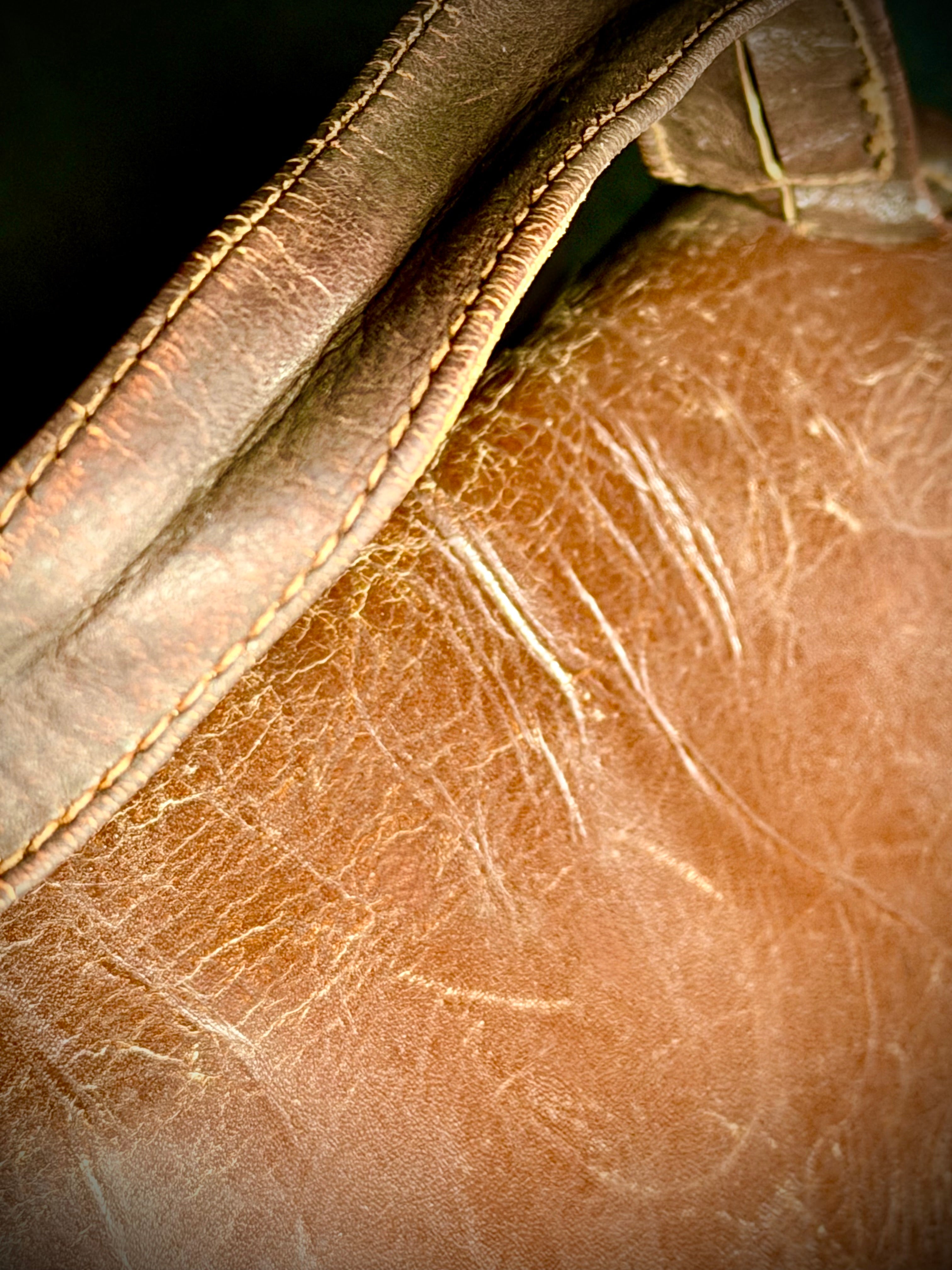 Late 1940s Chocolate Brown Leather Handbag
With Original 1963 Receipts Found Inside