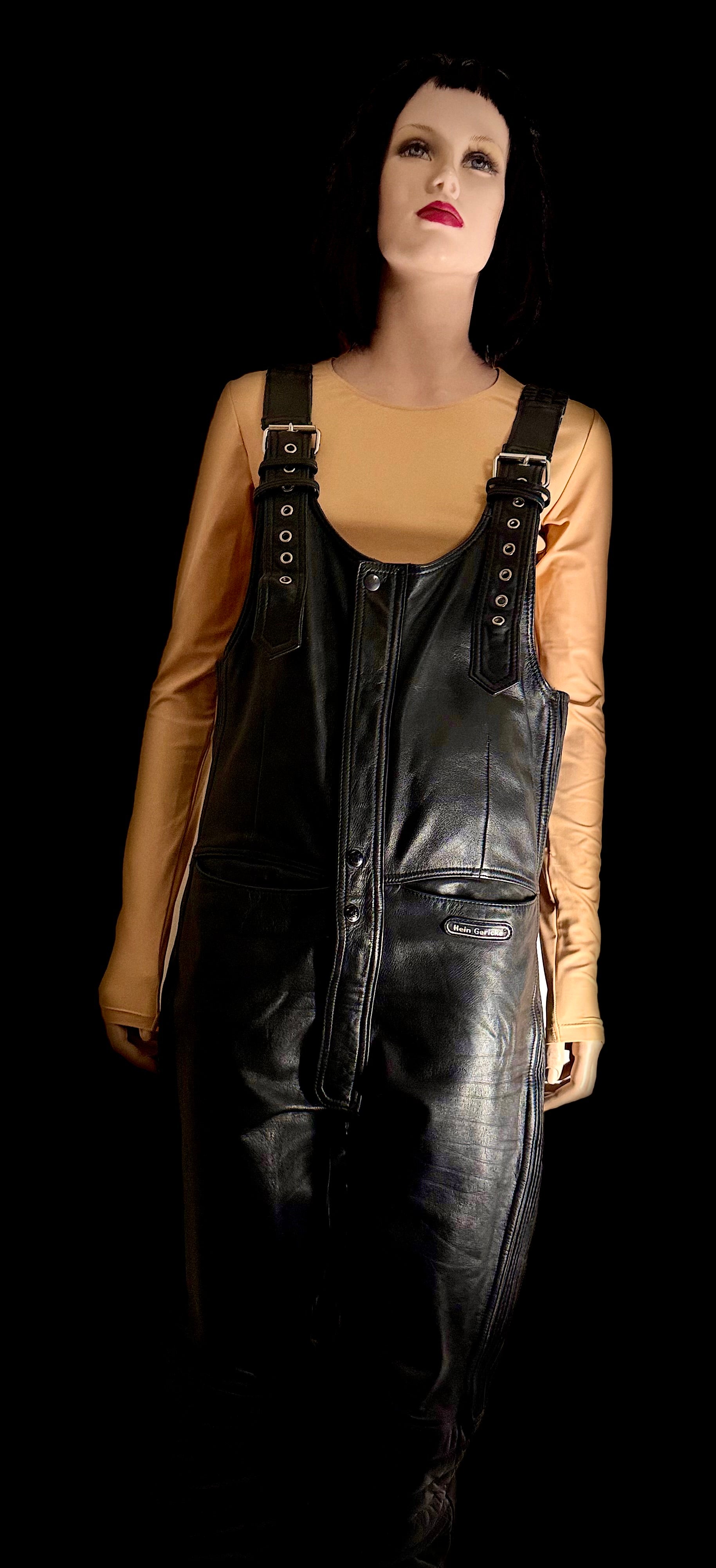 Hein Gericke Black Leather Motorcycle Overalls