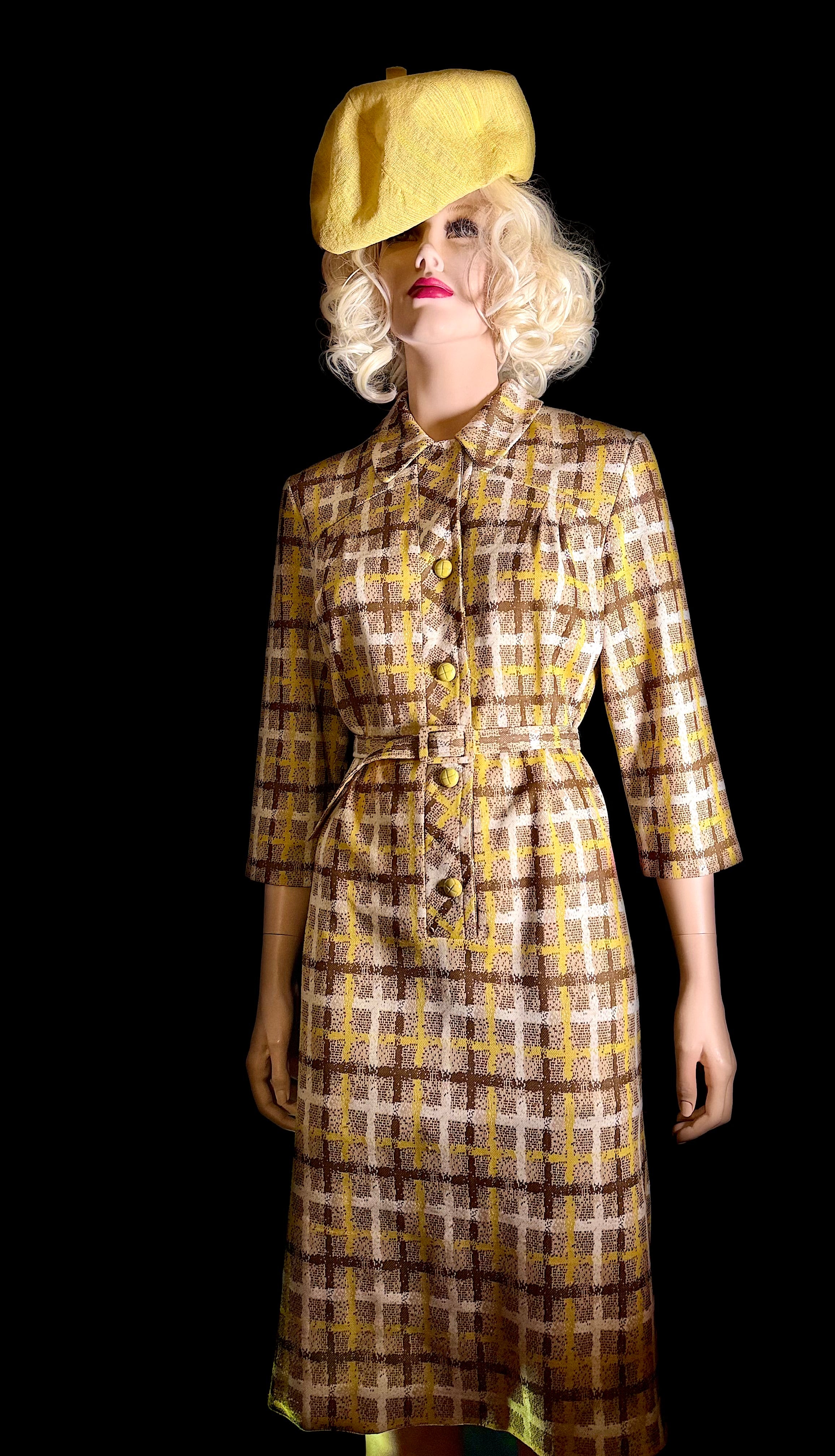 Vintage Button-Through Check Dress