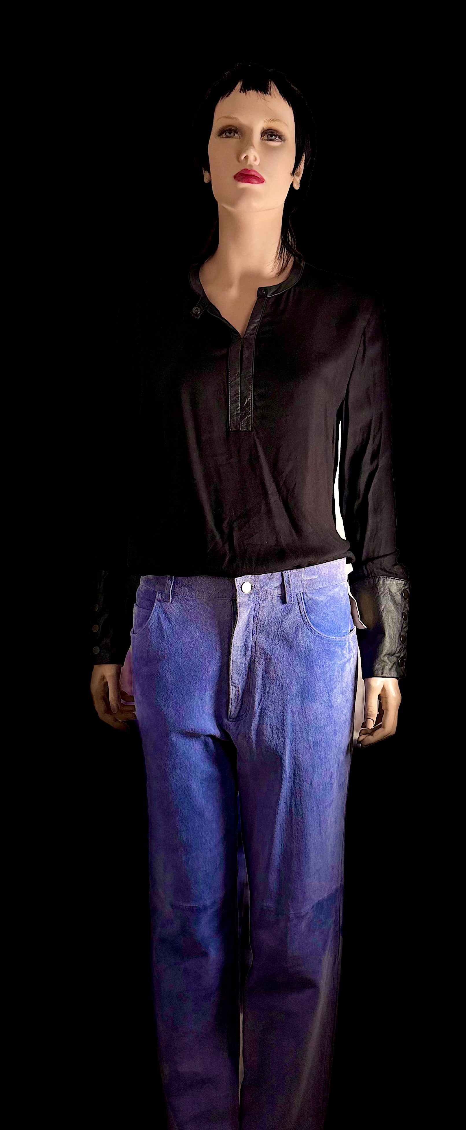 Early 90s Deadstock Powder-Blue Genuine Suede Jeans