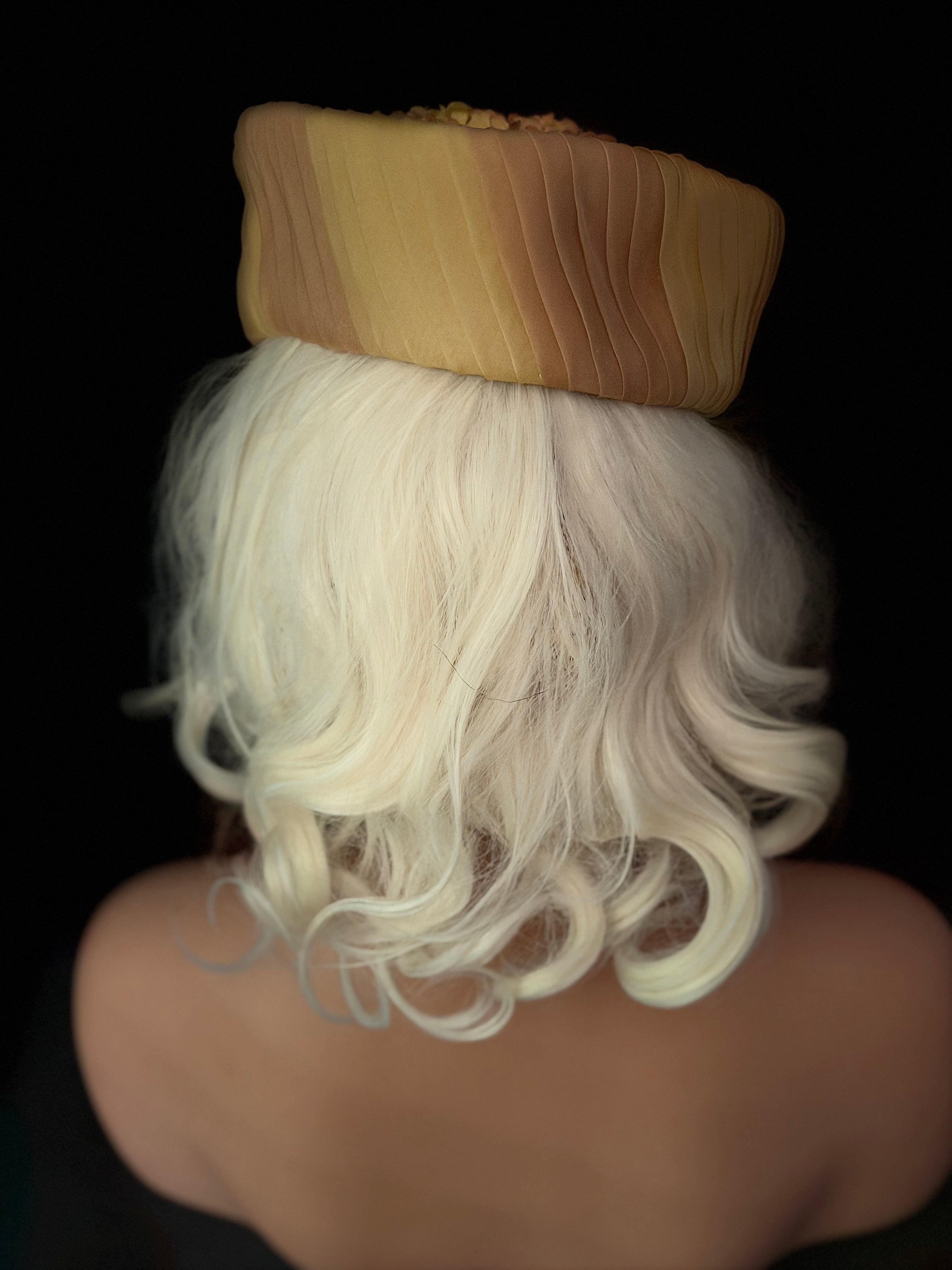 1960s Couture Silk Floral Pillbox Hat