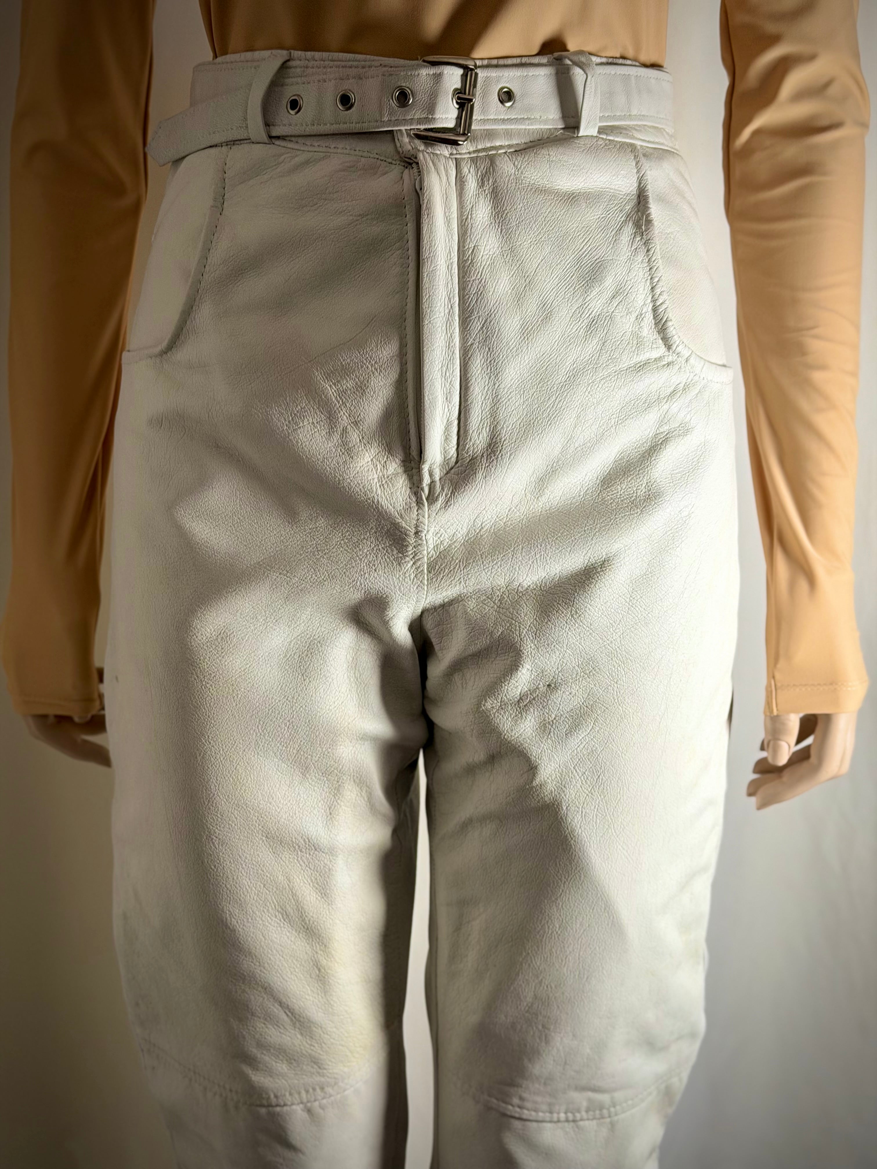 Vintage Late 1980s White Leather High-Waisted Tapered Pants