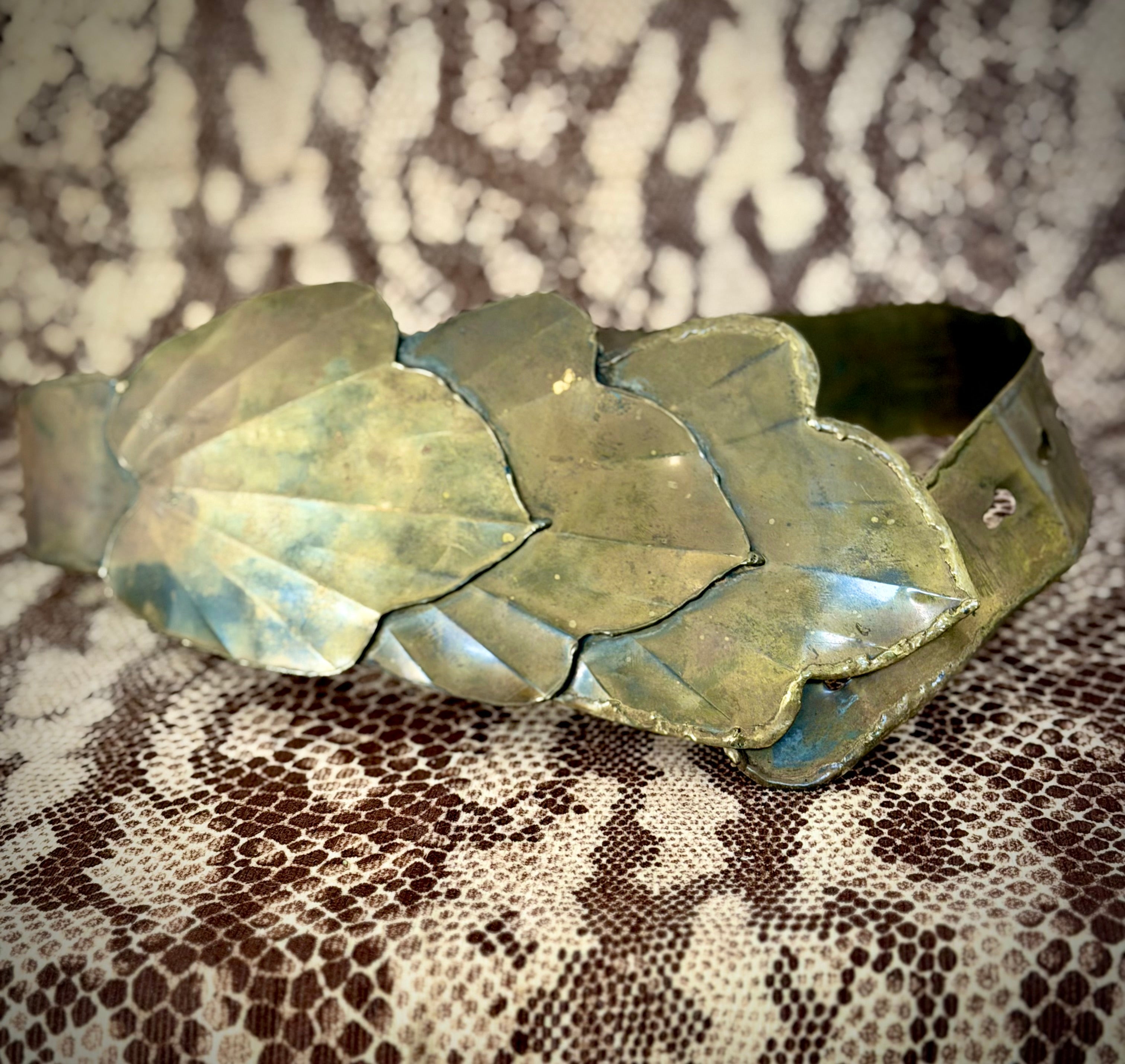 1980s Burnished Brass Brutalist Belt