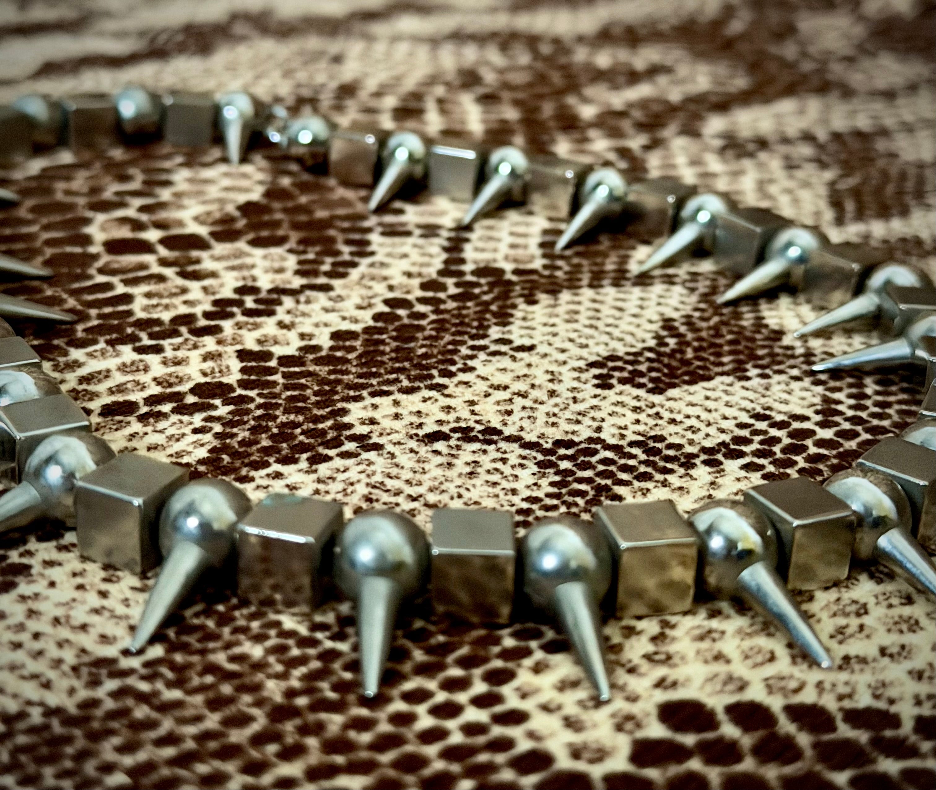 1970s Spike Punk Necklace | Heavy Silver Tone Statement Necklace | Original Vintage Jewellery