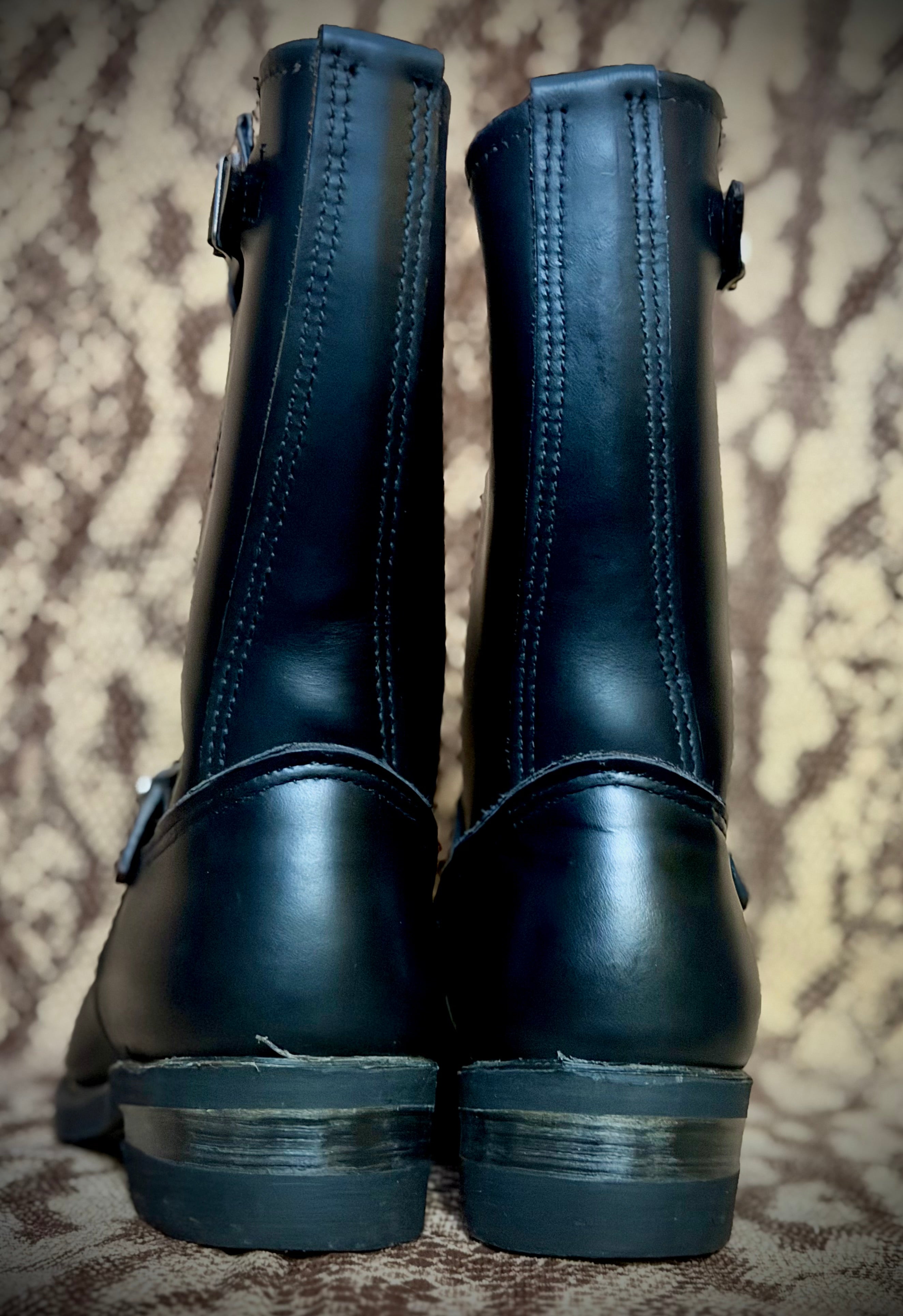 Deadstock 1970s Black Leather Engineer/Biker Boots- Unisex Size 42.5