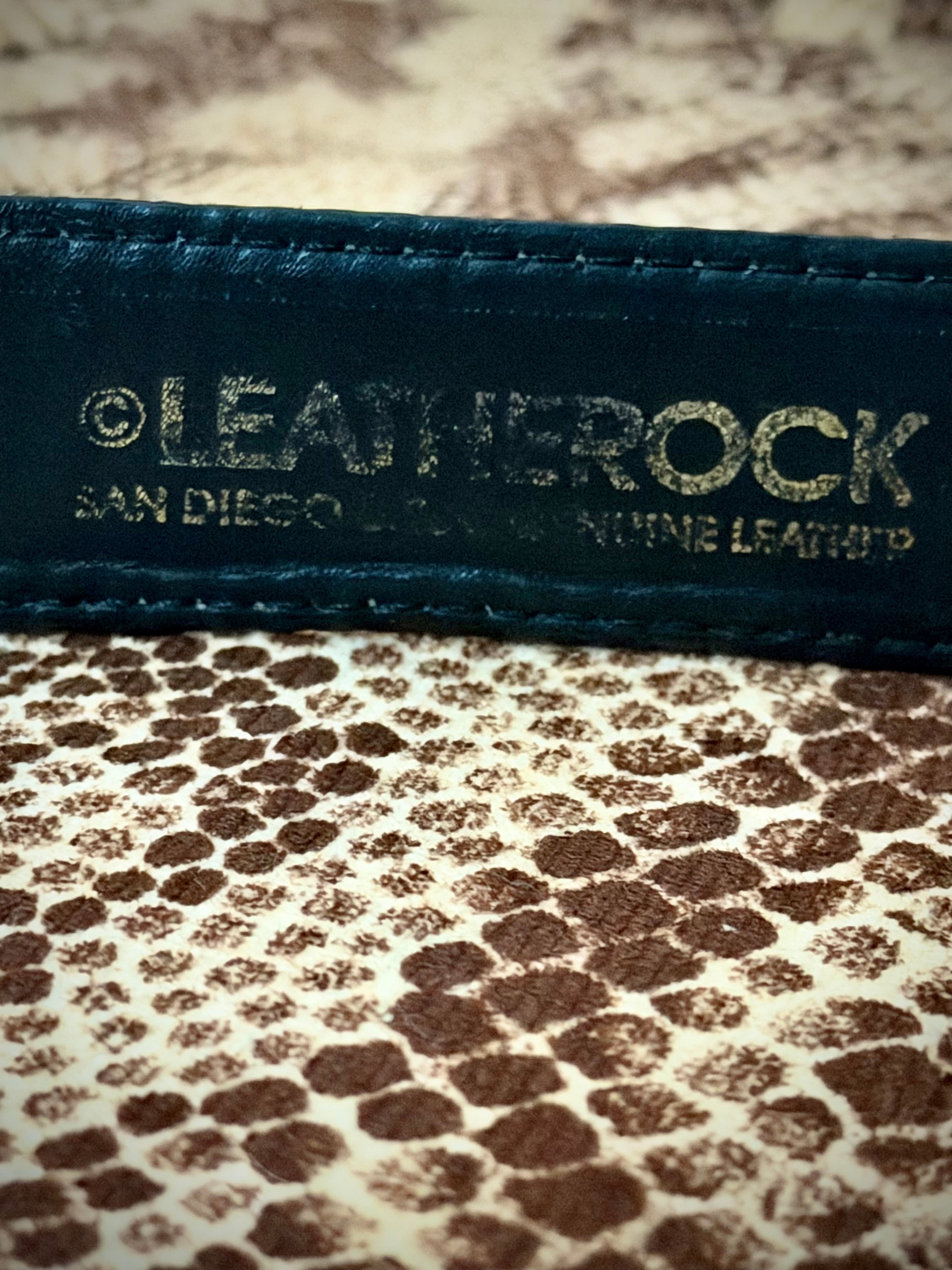 1970s Leatherock San Diego Lizard Print Leather Belt - Made In USA