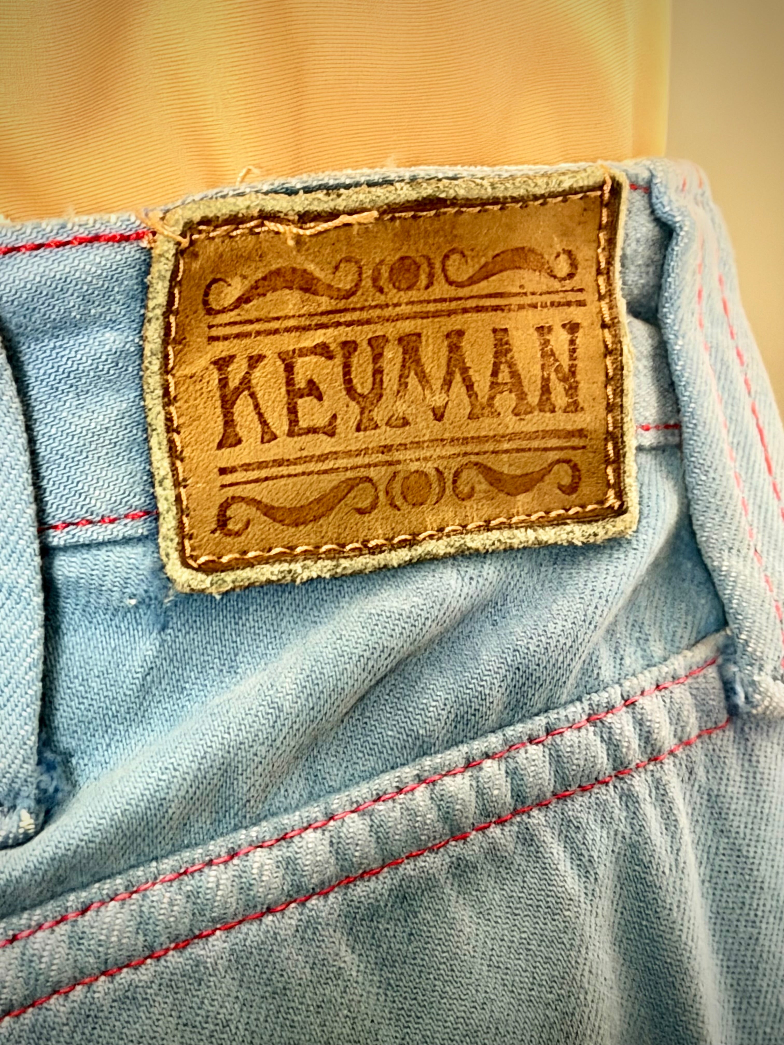 Vintage 70s Keyman Quilted Flares - Light Blue Denim