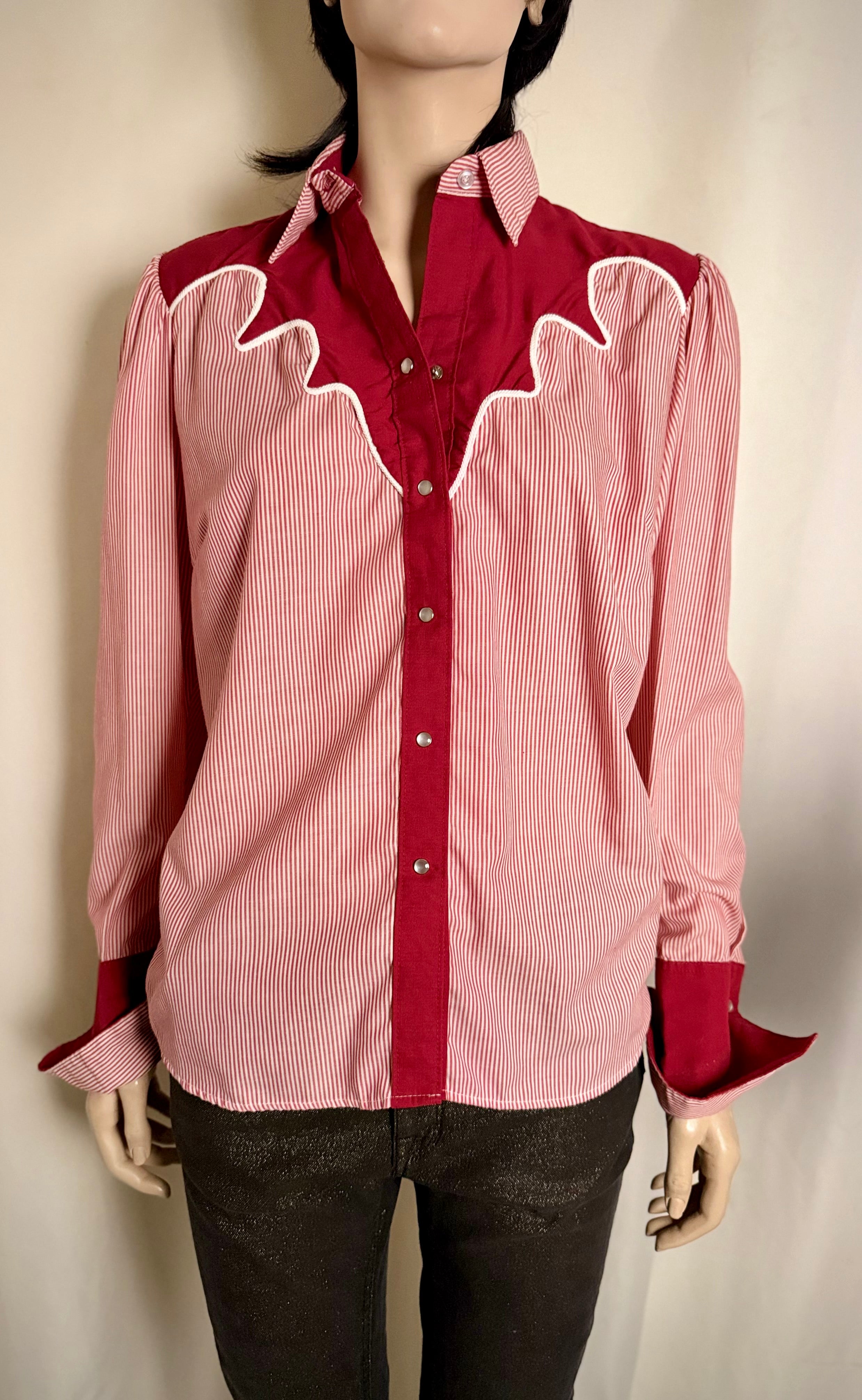1970's-1980's Deadstock Candy Stripe Rockmount
Ranch Wear Shirt- Made in USA.
