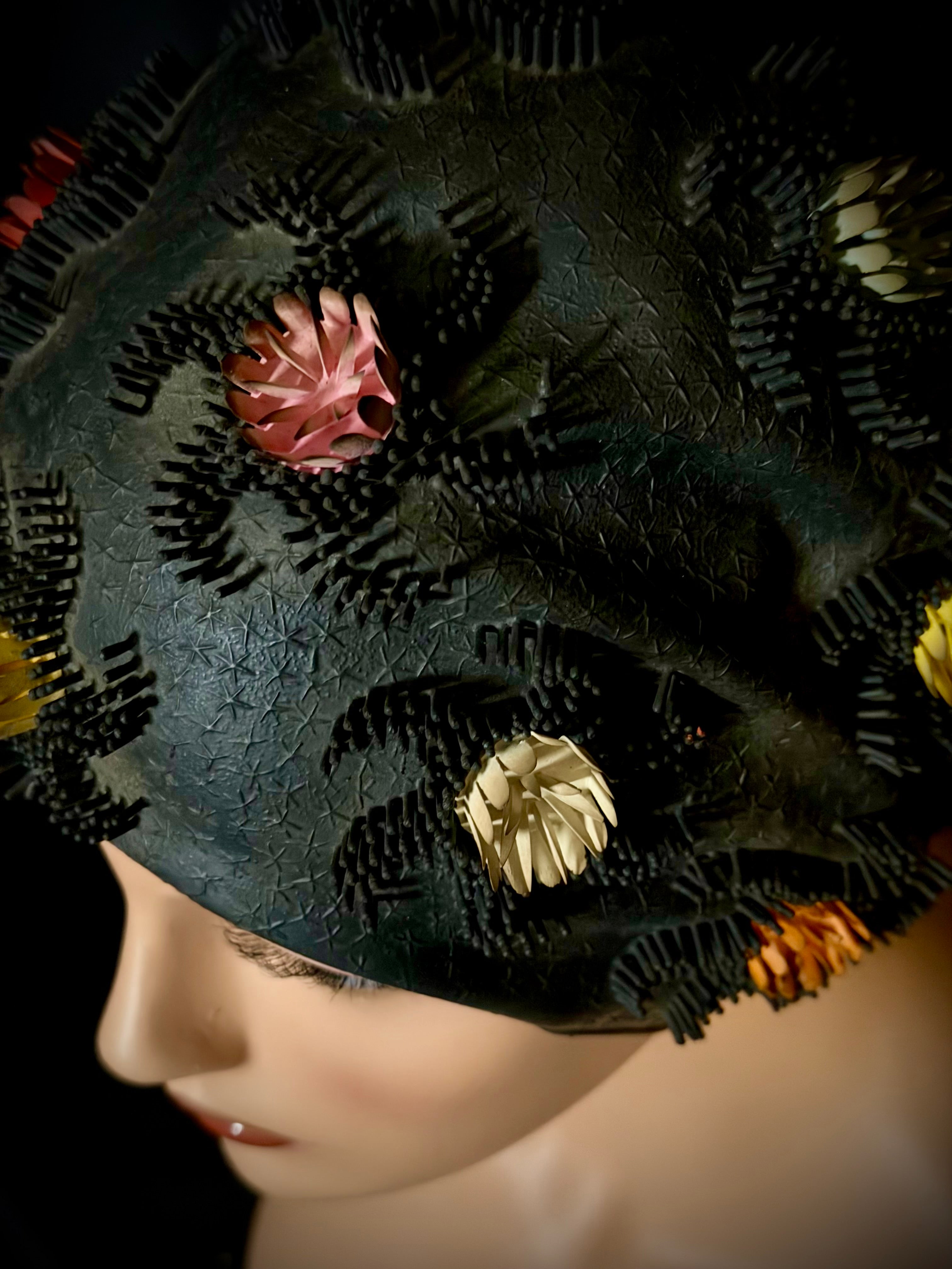 Vintage Floral Rubber Swim Cap | Made in Spain | Mid-Century Sculptural Design