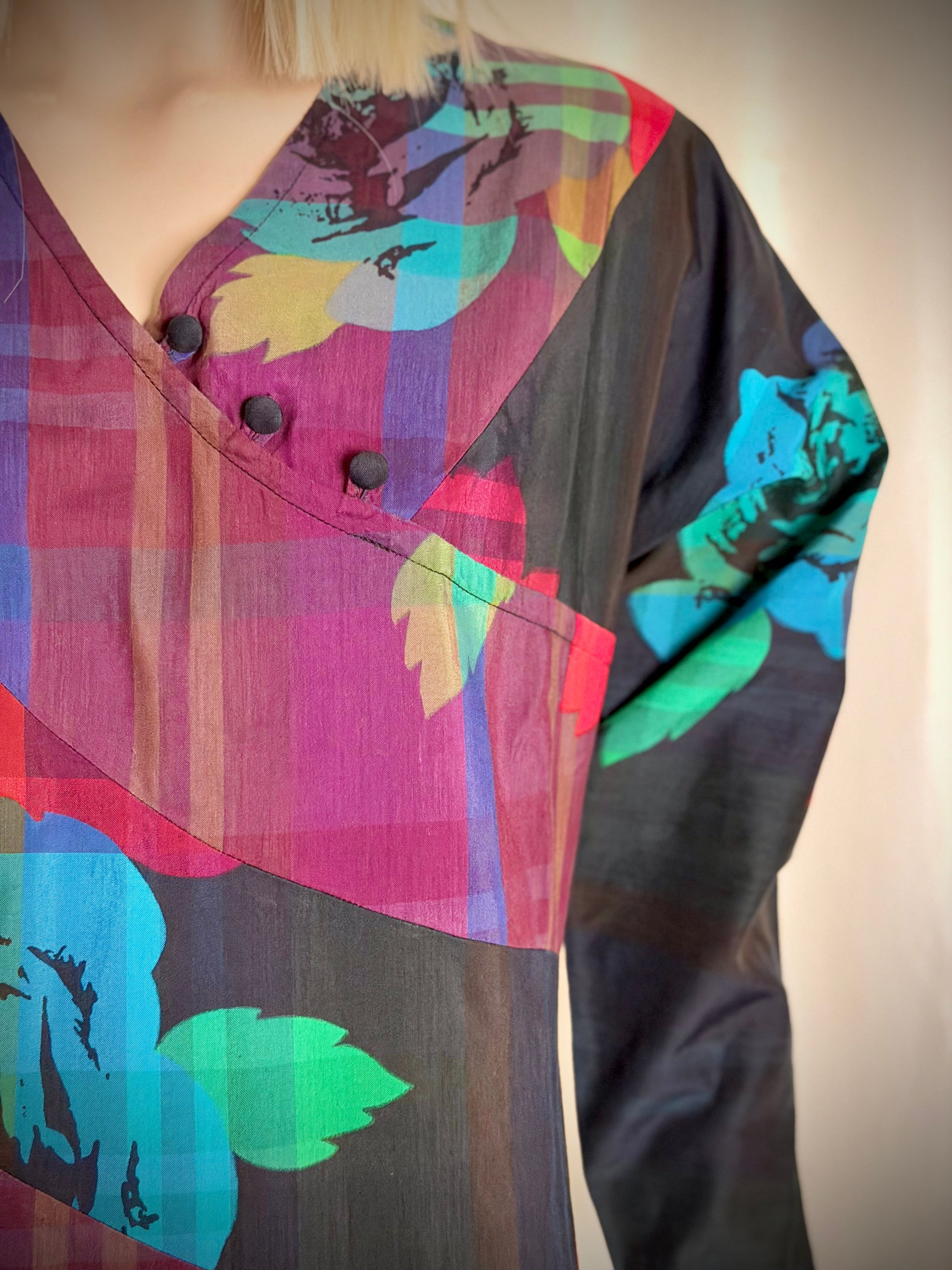 1980s Chacok Romance Printed Dress - Made In France