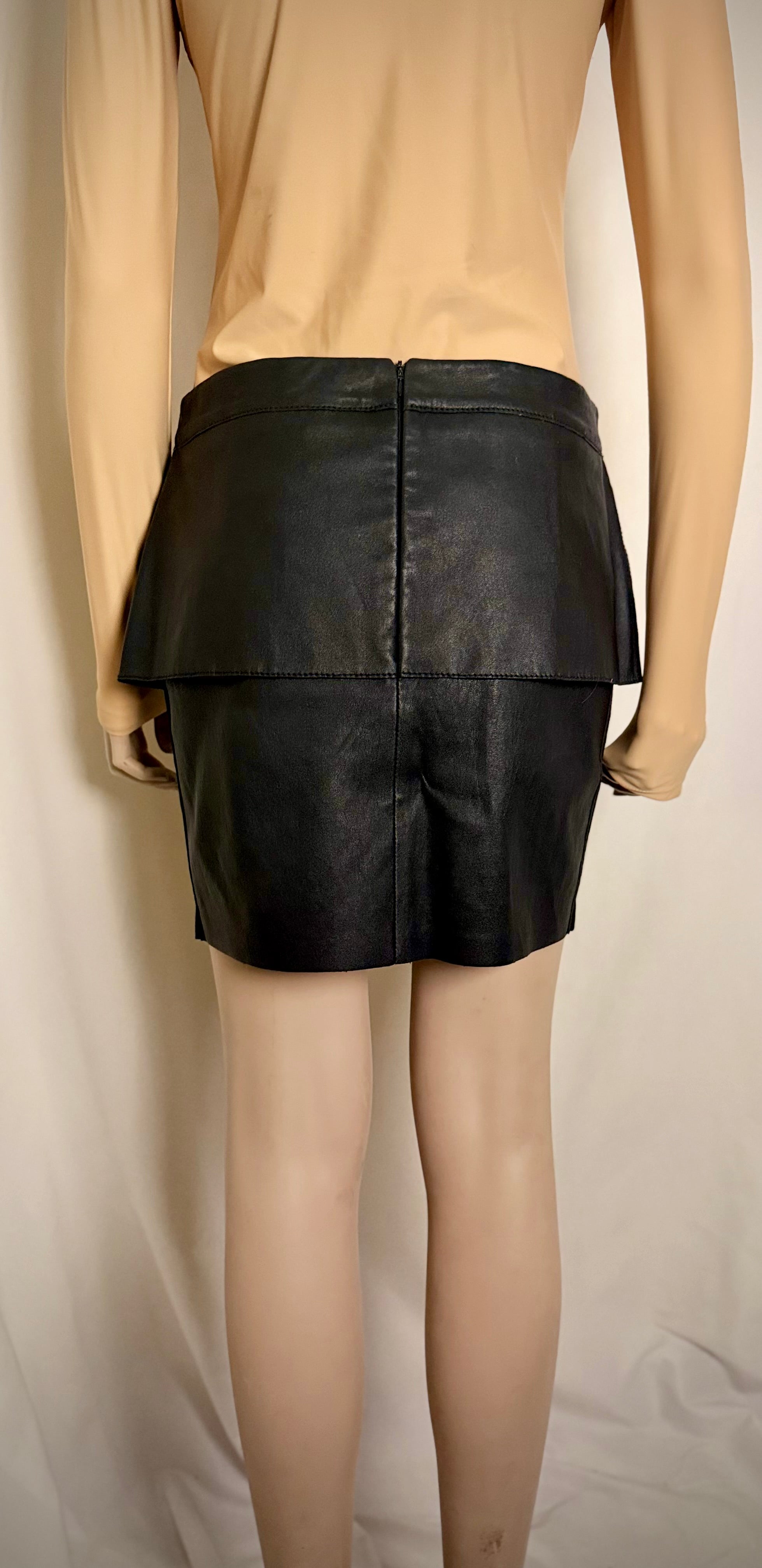 Costume National Black Goatskin and Lambskin Leather Mini Skirt