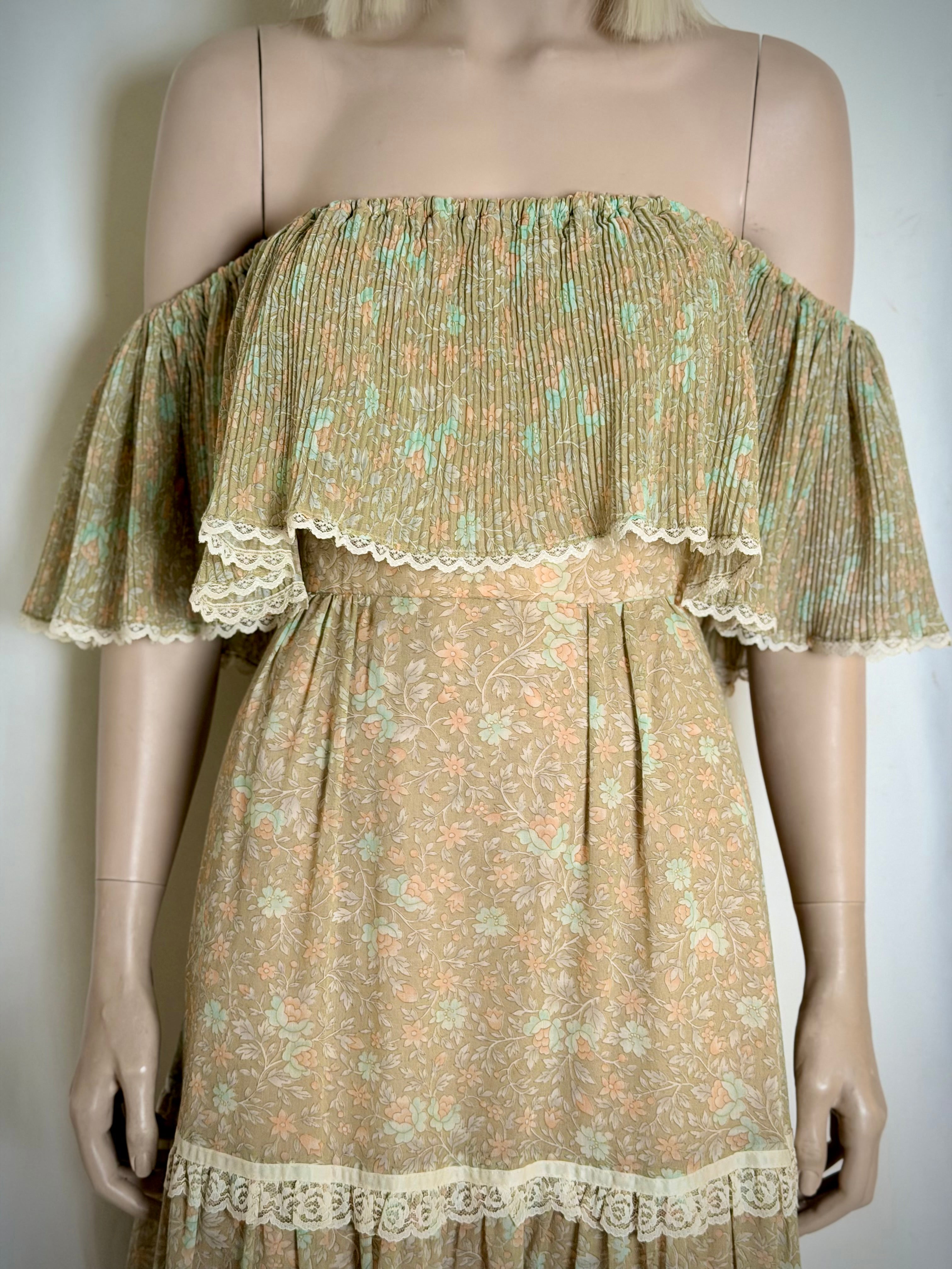 1970s Candi Jones California Floral Maxi Dress