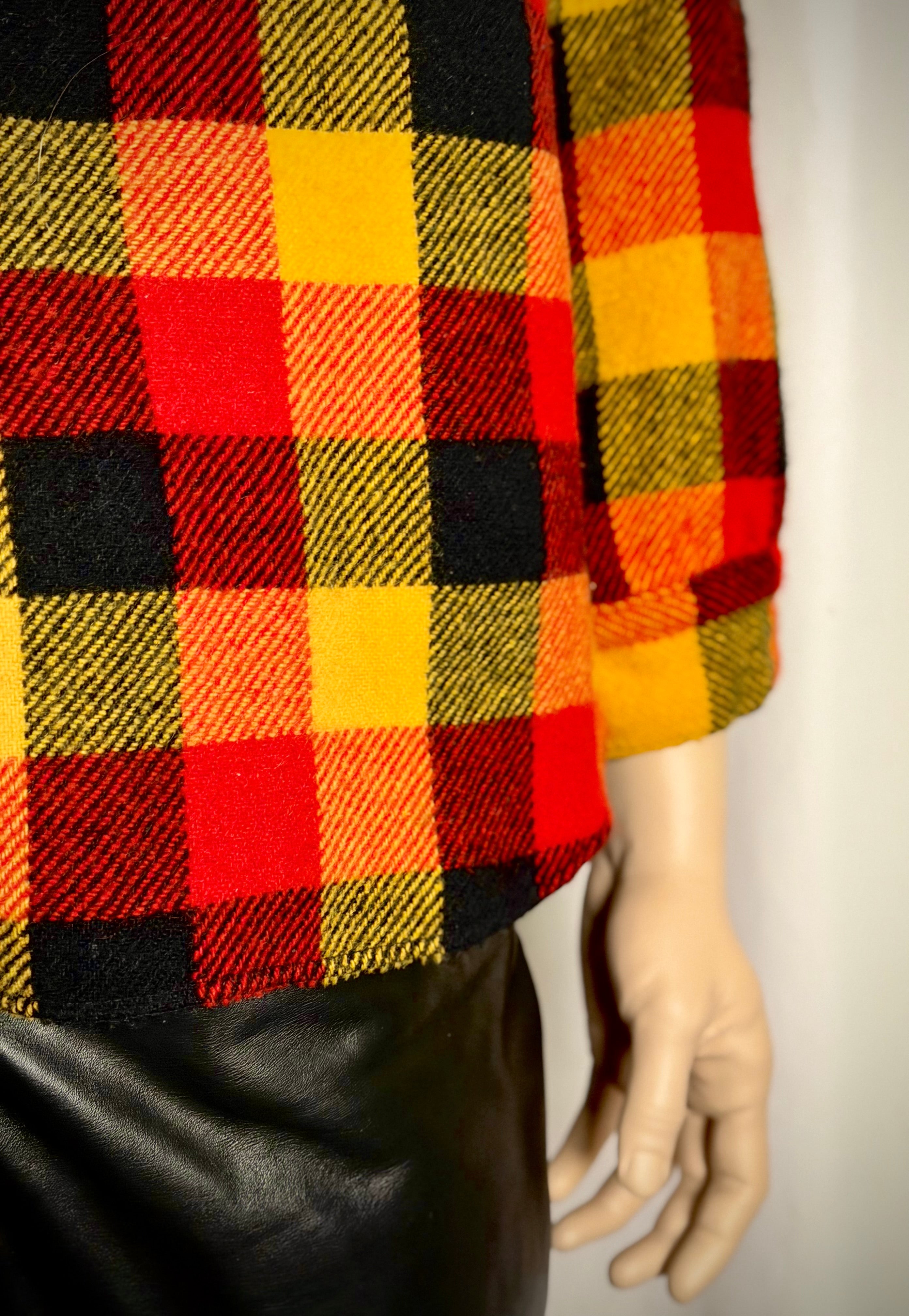 1960s Red and Gold Plaid Wool Shirt | Heavy Flannel