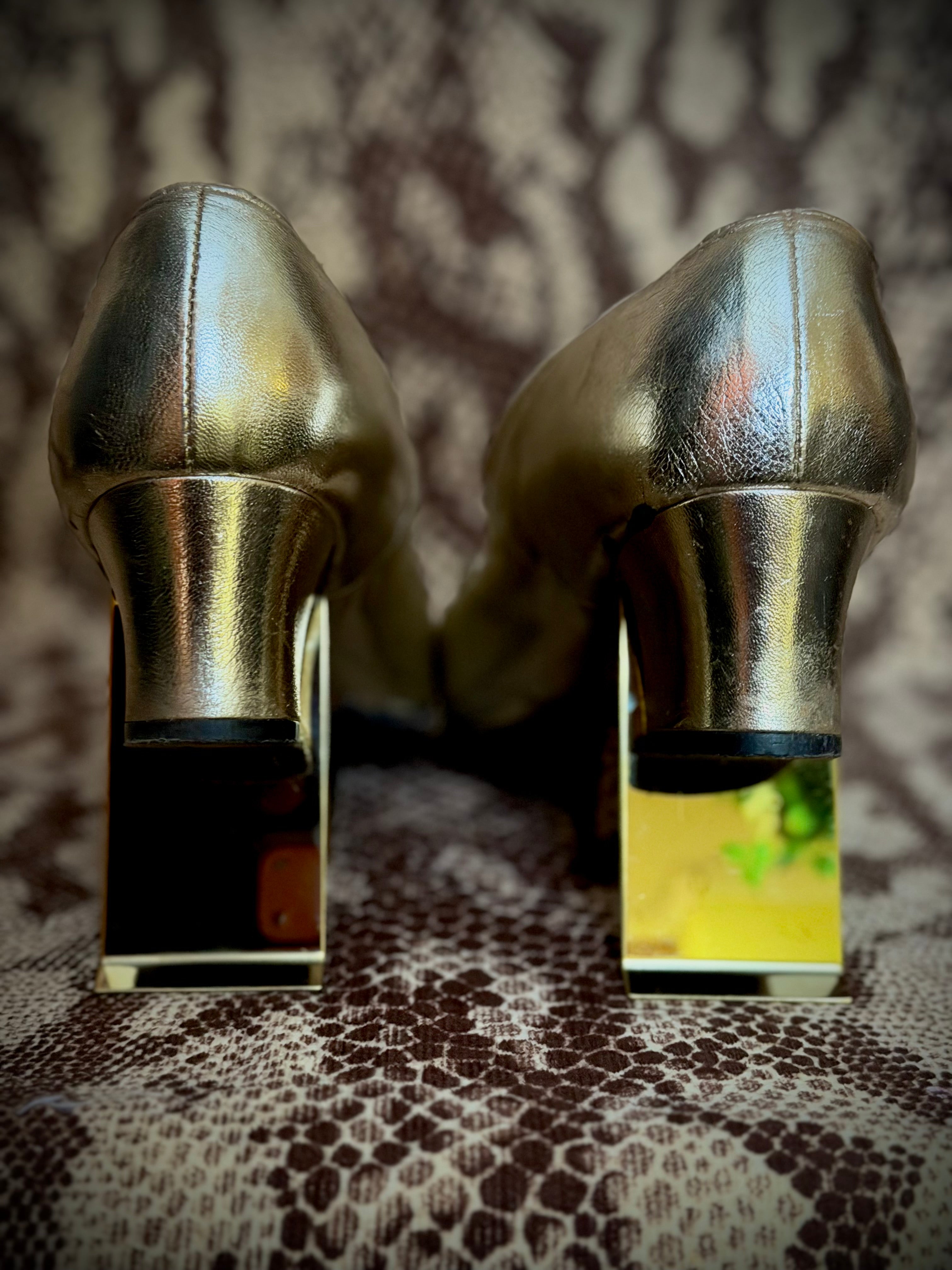 Late 1950s Gold Metallic Leather Pumps | Braided Detail | Fully Restored | EU 39–40