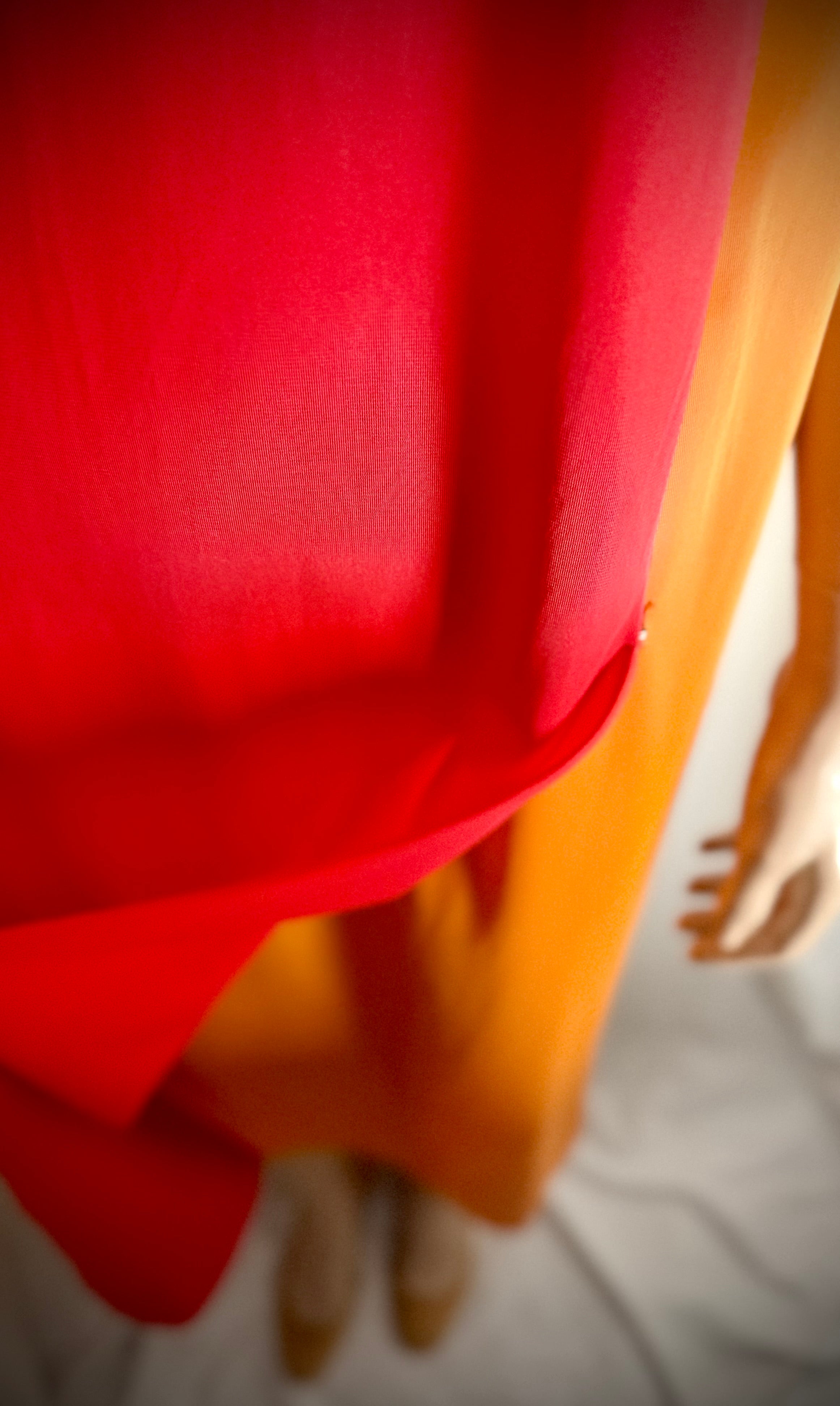 Rare 1960s Colour-Block Silk Column Gown - Miami Collector Piece