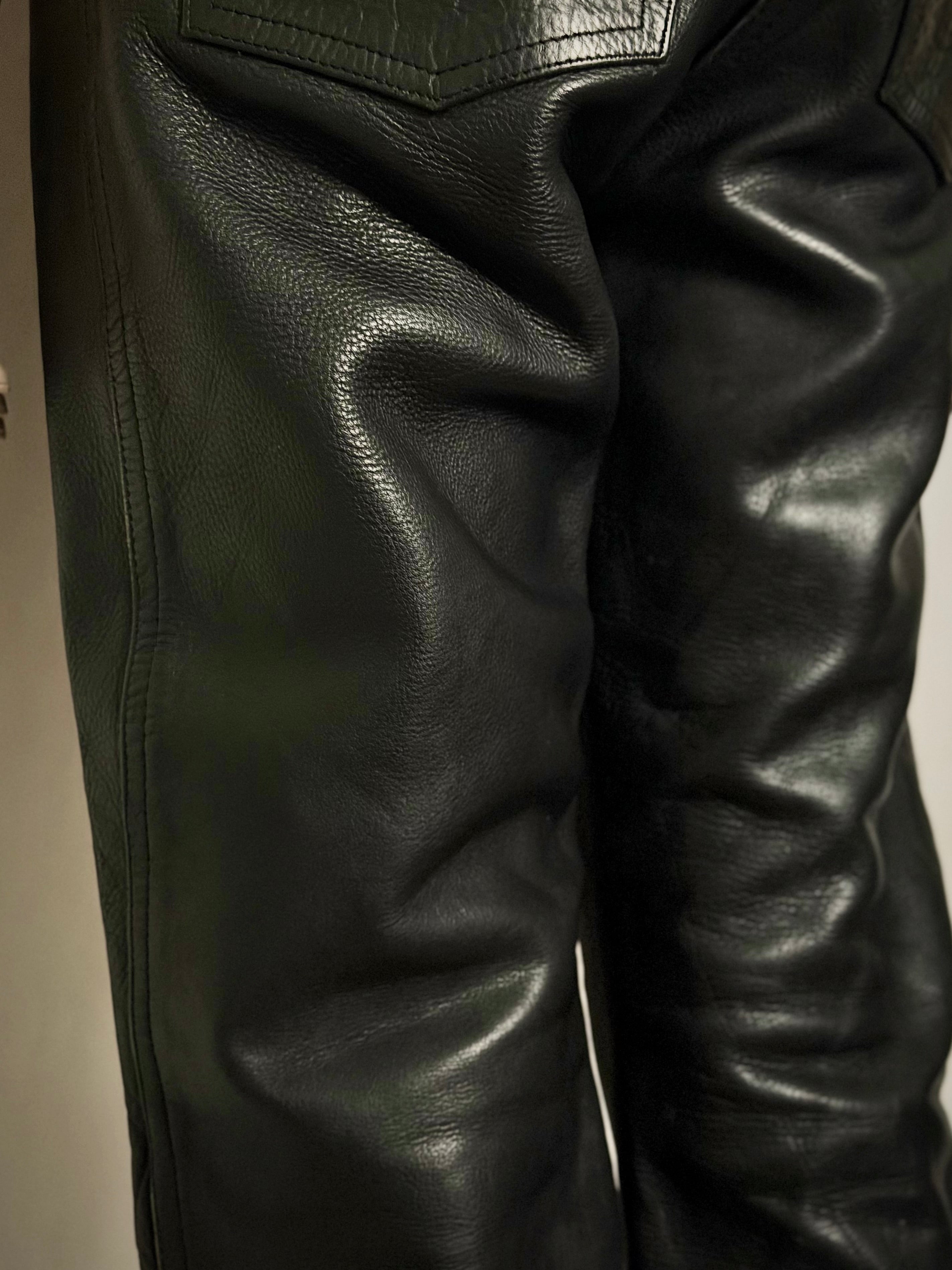 Heavyweight Vintage Leather Pants with Hide Variation - Rare