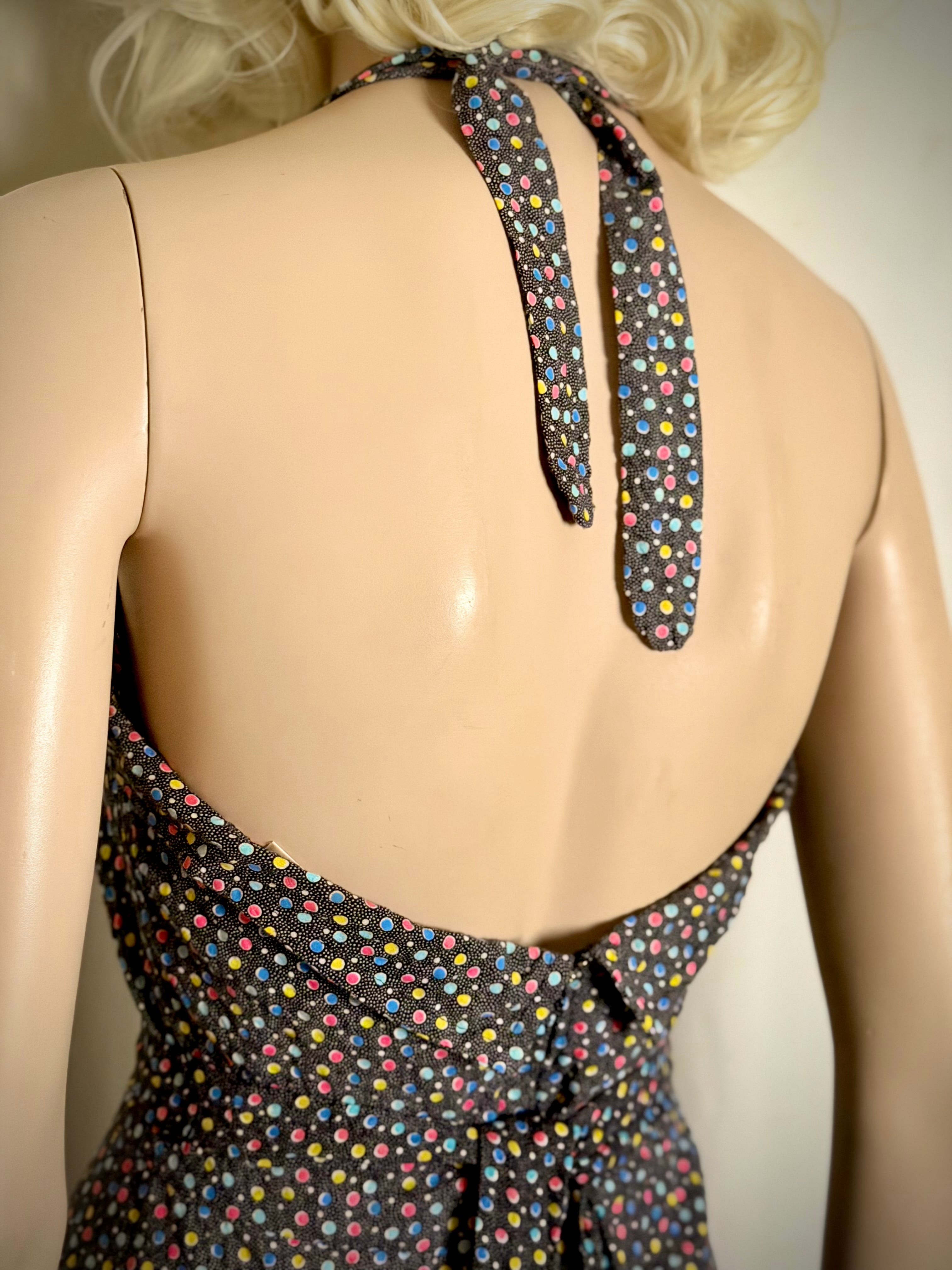 1970s San Francisco Polka Dot Halter Dress
