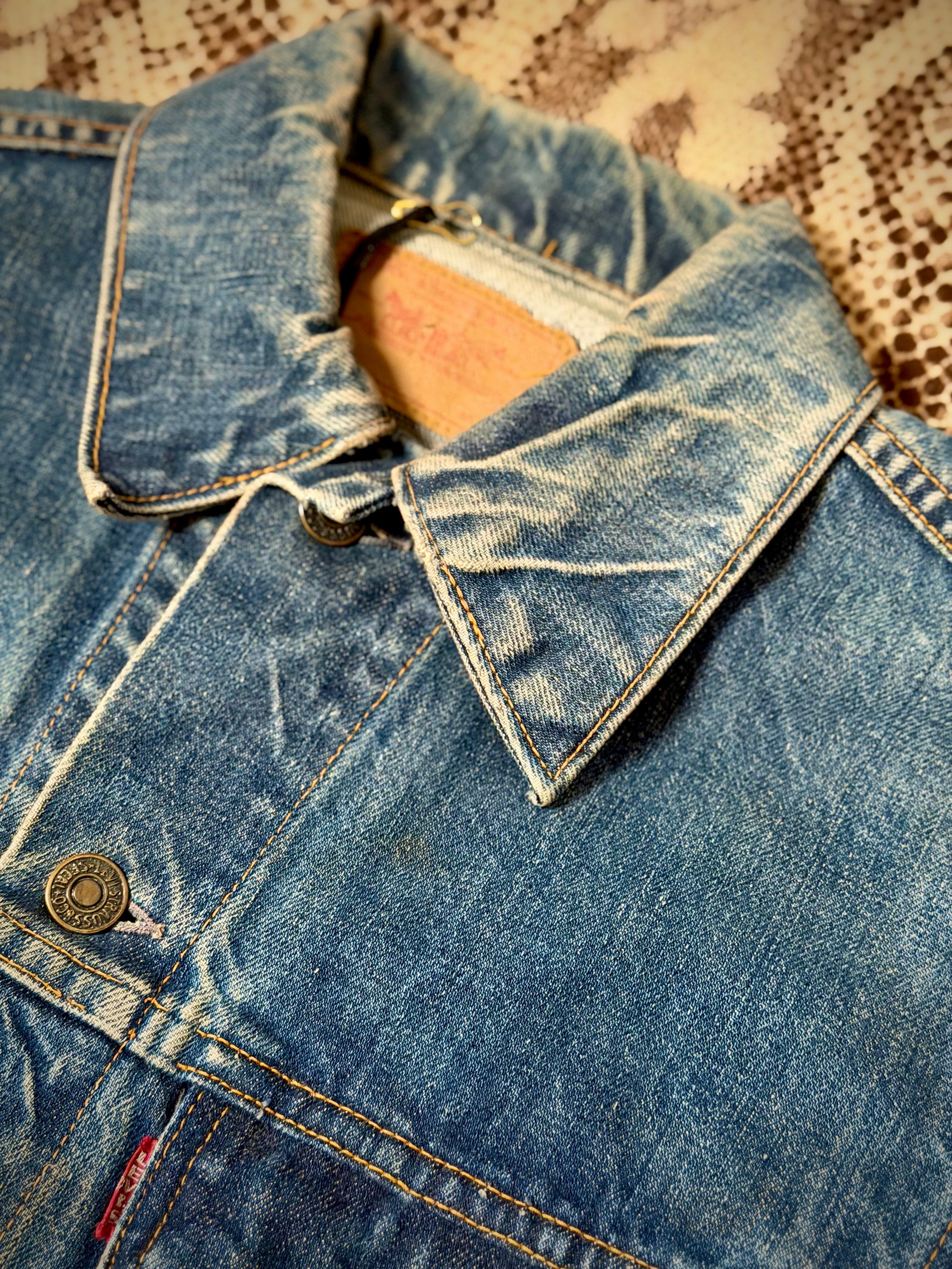 Levi's Big E 1960s Denim Trucker Jacket - Hand Painted Devil Artwork by New York Artist