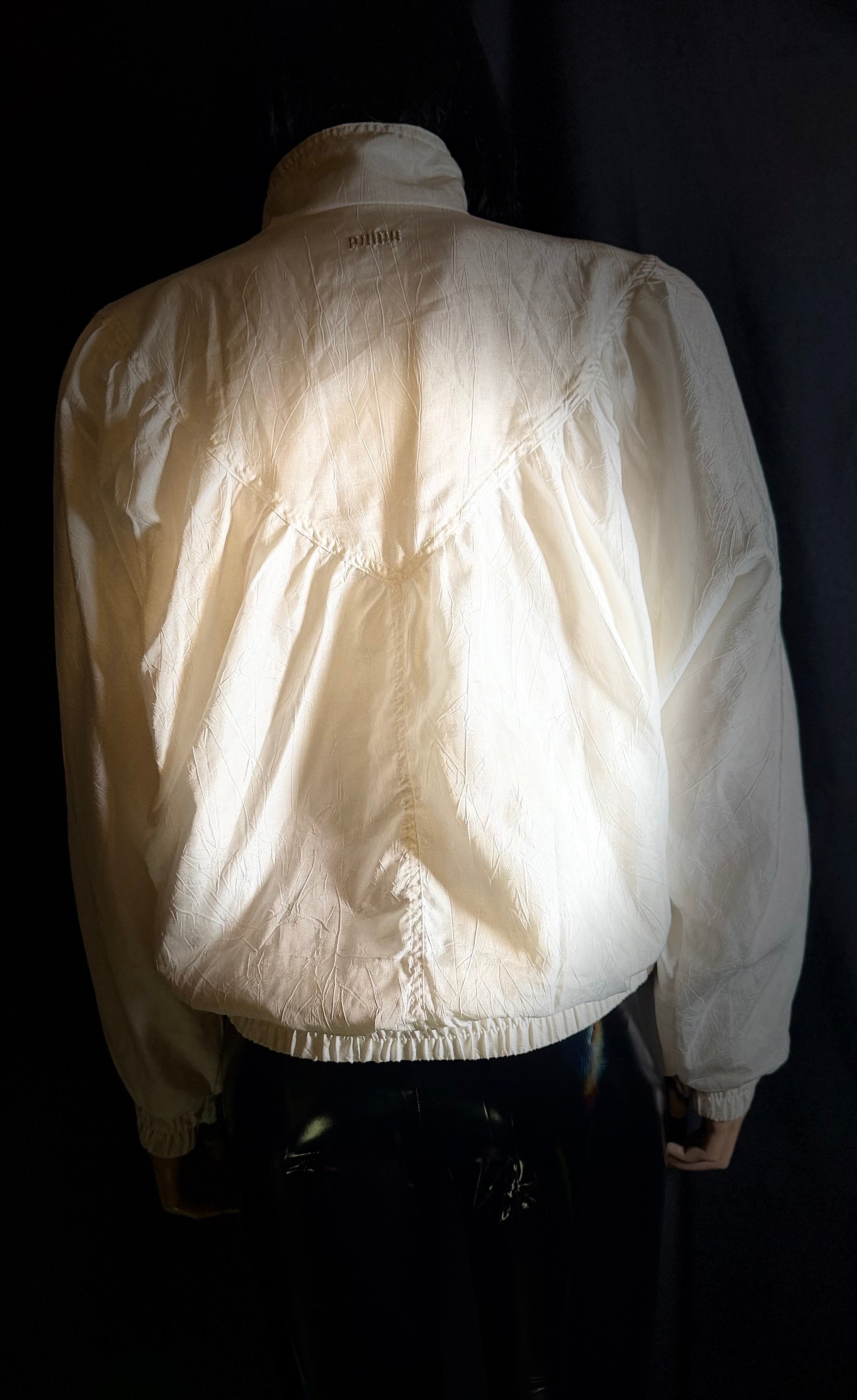 1980s Puma Ivory Track Jacket with Power Shoulders - Rare Sport-Luxe Vintage