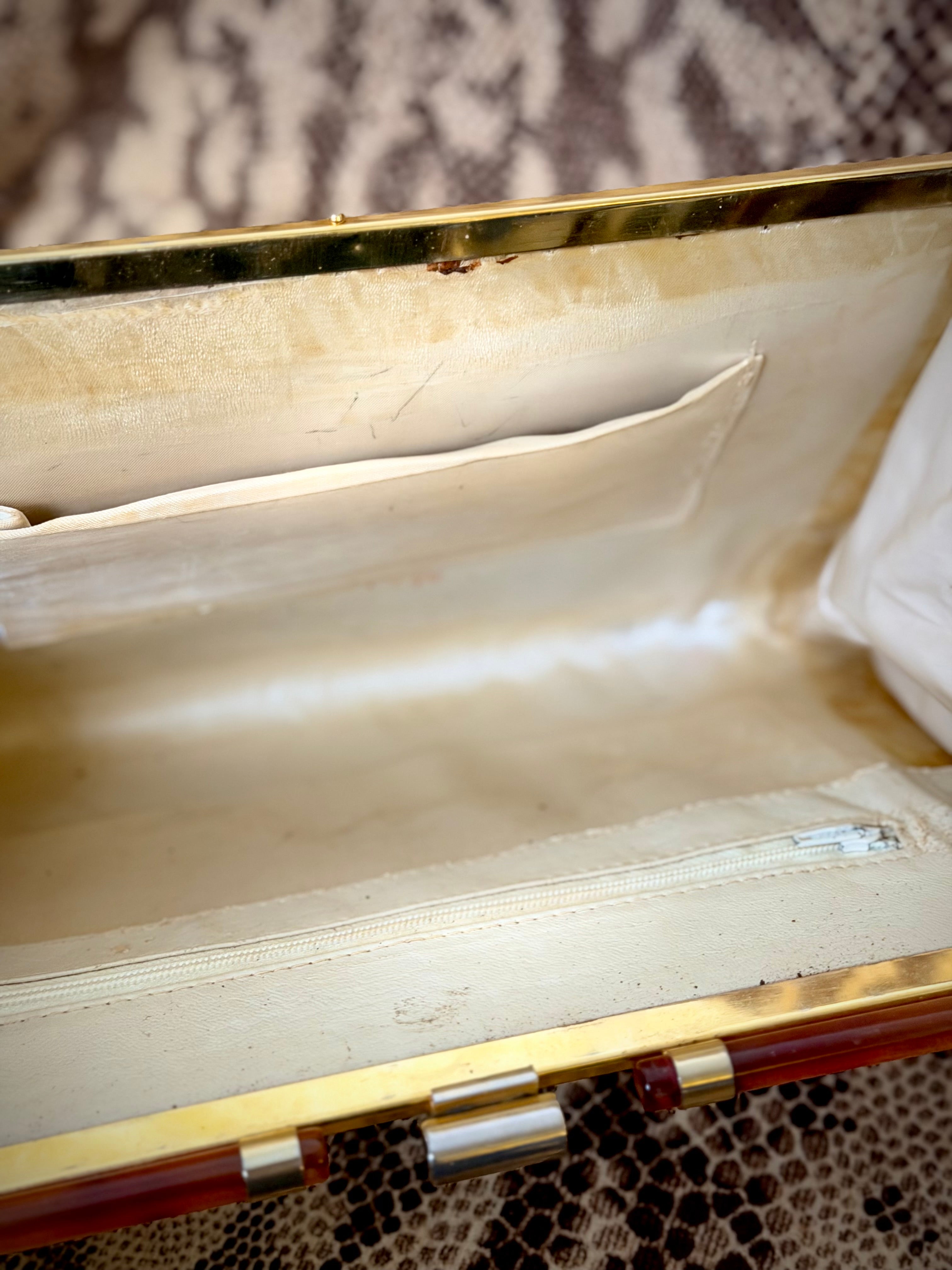 1950s Ivory Mesh and Tortoiseshell Frame Bag