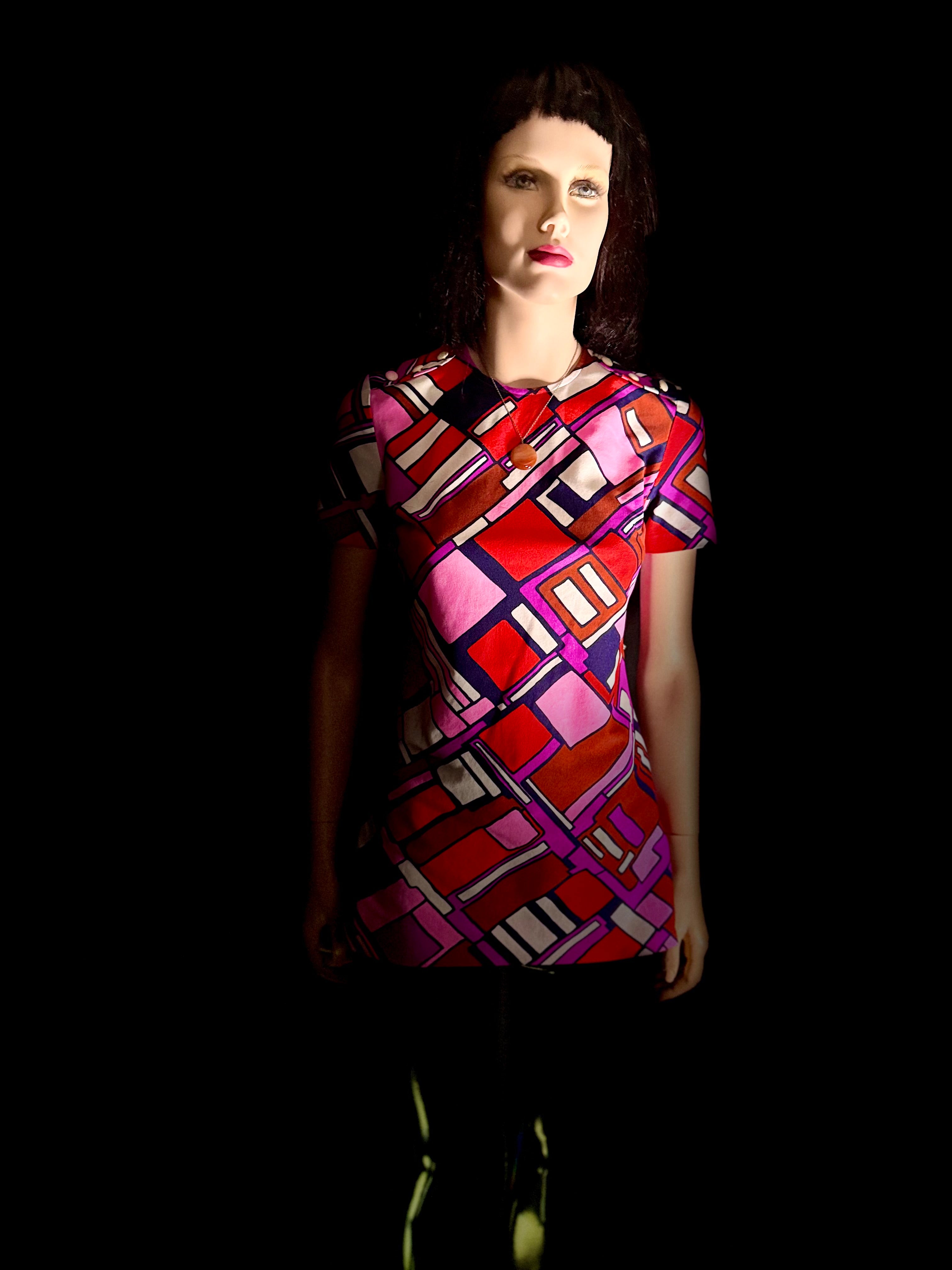 1960s Abstract Print Shift Dress – Mod Graphic Mini
