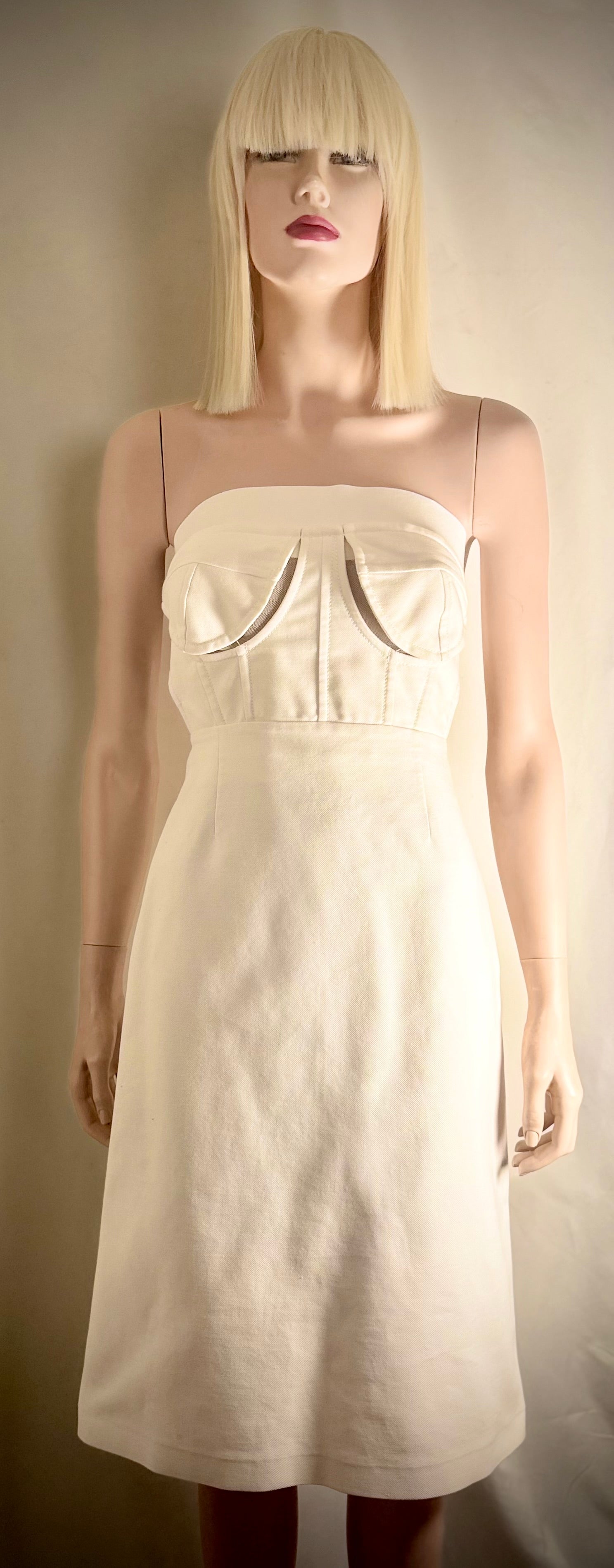 Acne Studios Unworn Maden Drill Cut-Out White Cotton Dress - Original Tags