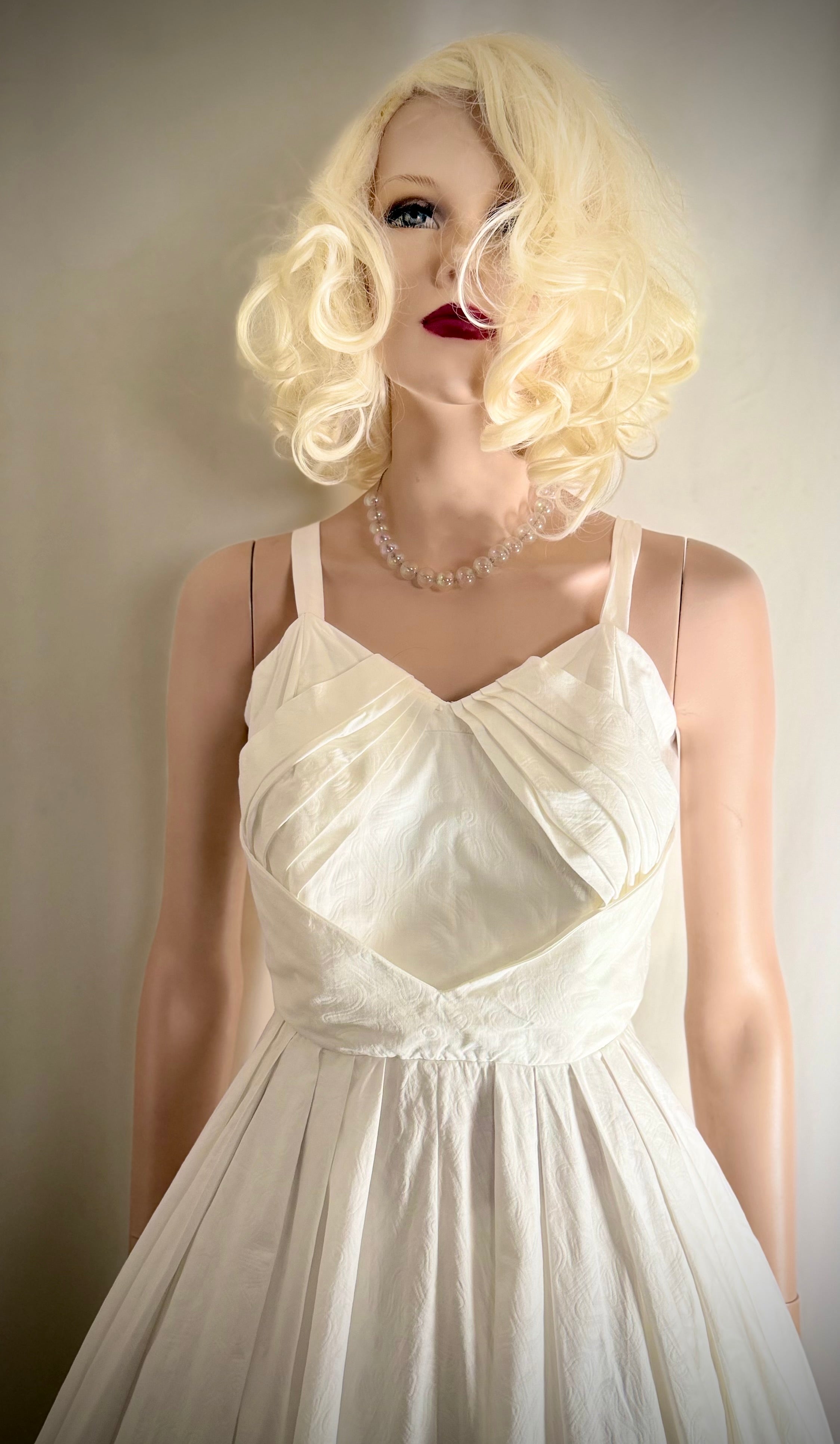 1950s Bengston Modell Sculptural Floral Jacquard Cotton Dress