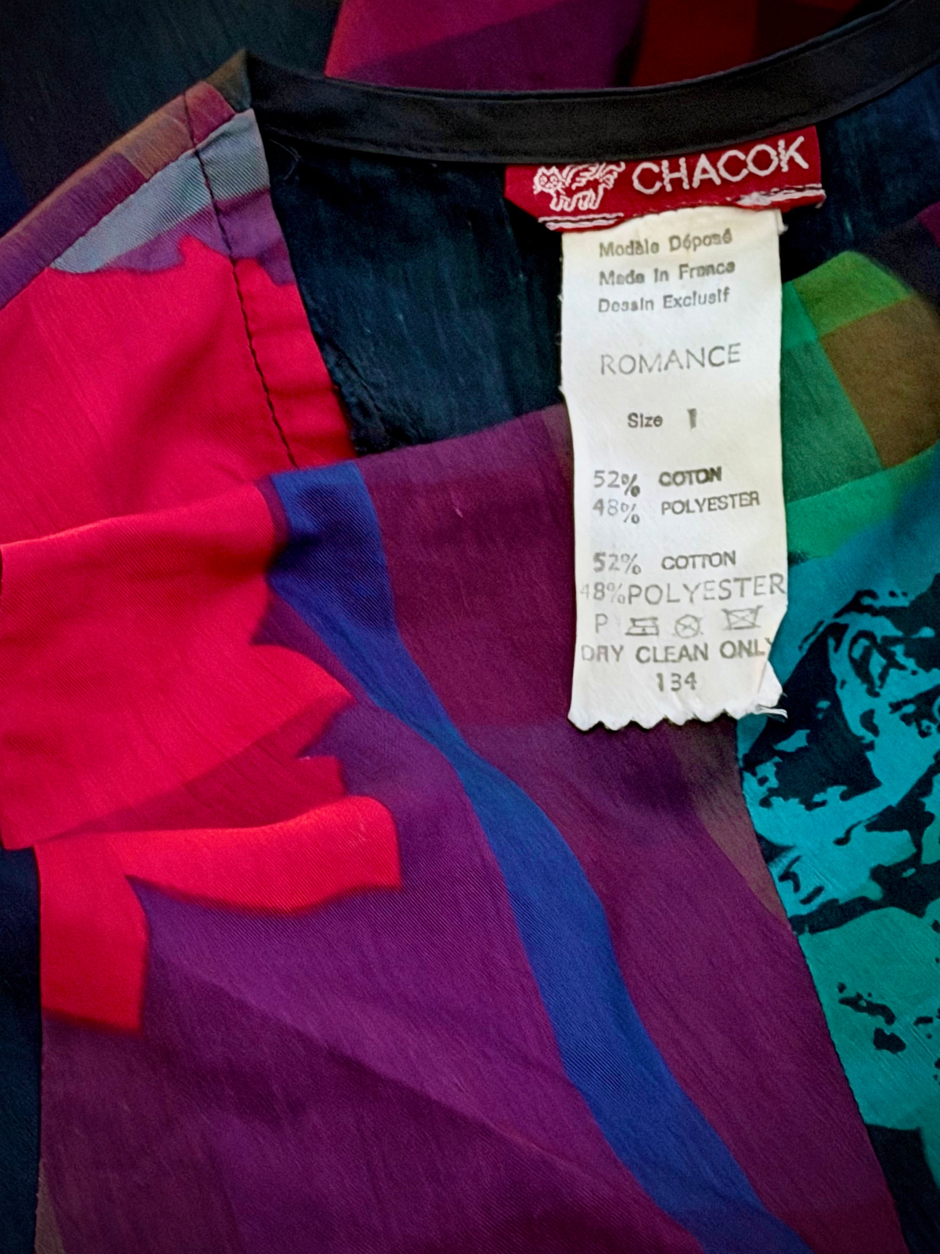 1980s Chacok Romance Printed Dress - Made In France