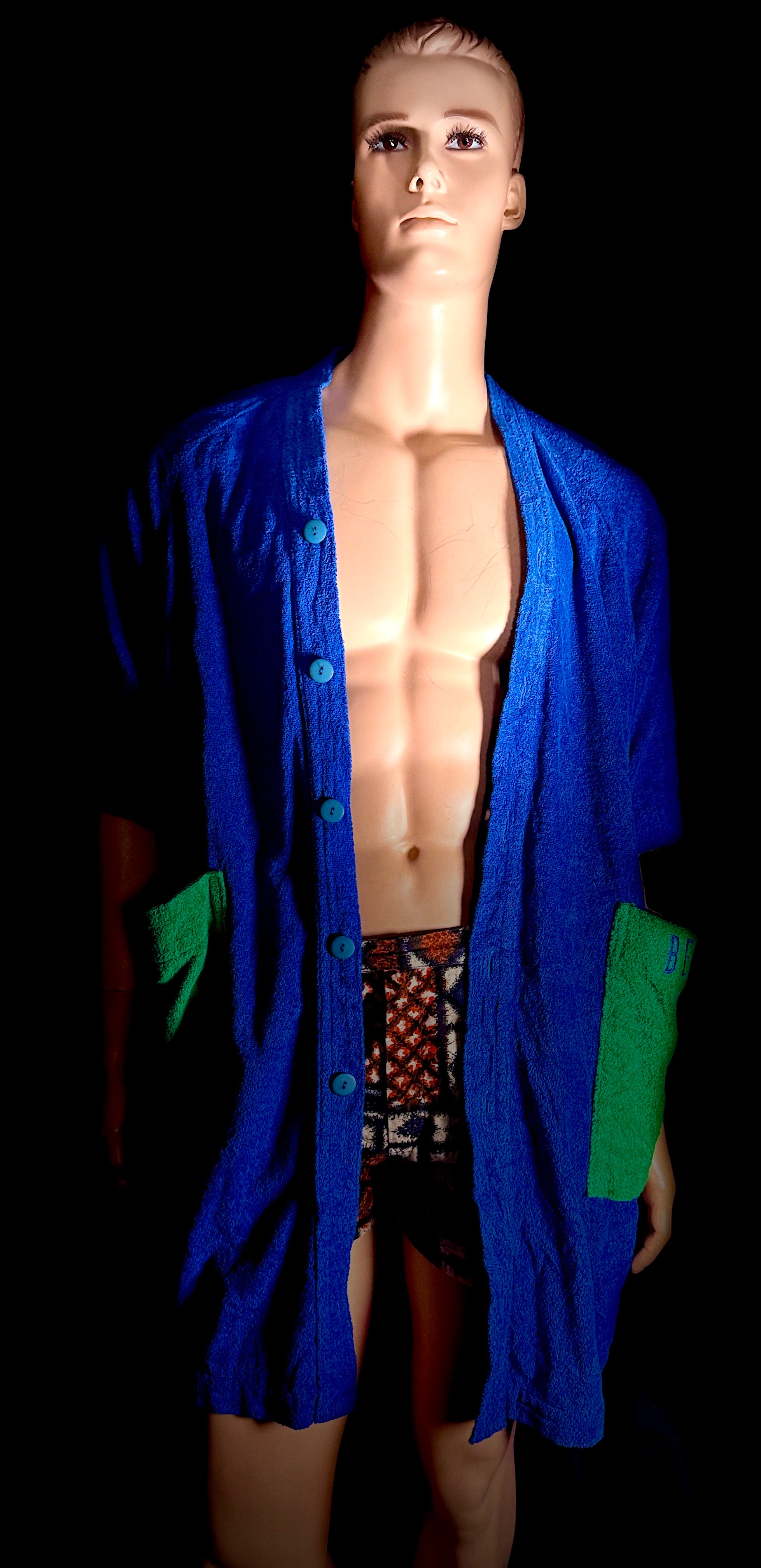 Deadstock 90s United Colors of Benetton Terry Robe | Blue and Green (Styled in Italy)