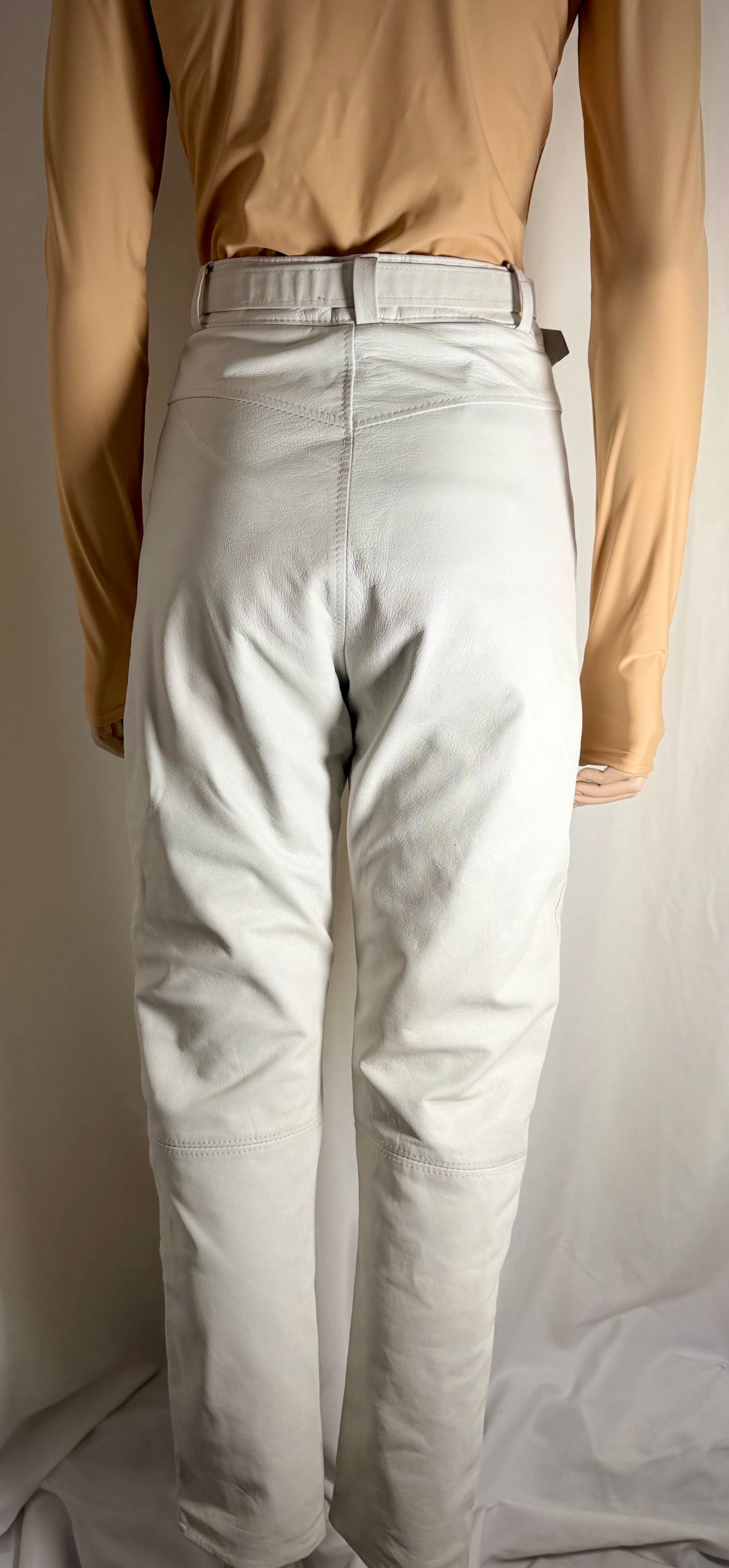 Vintage Late 1980s White Leather High-Waisted Tapered Pants