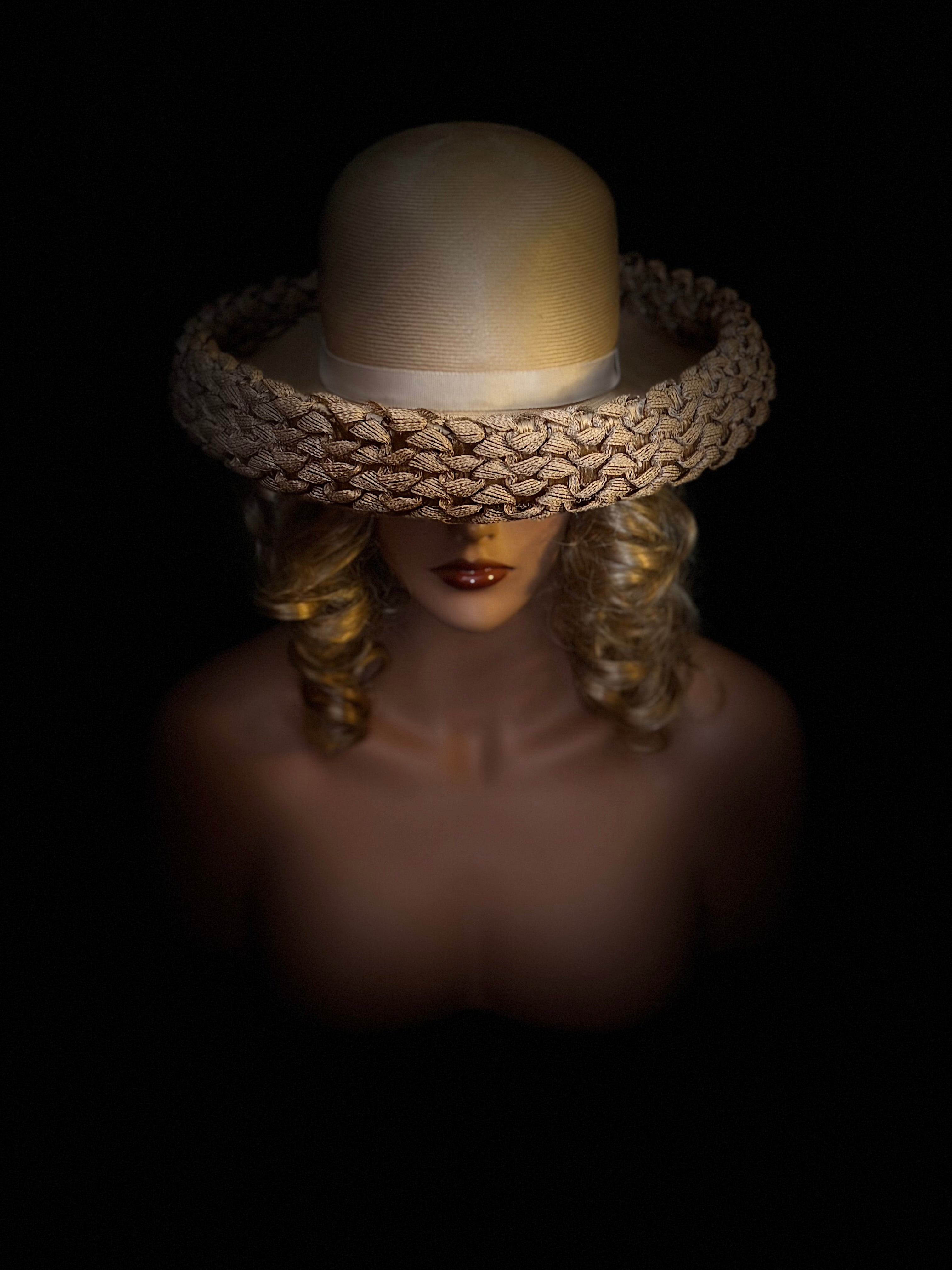 Mid-Century Straw Hat by MK Milliners Sydney - Sculptural Braided Brim