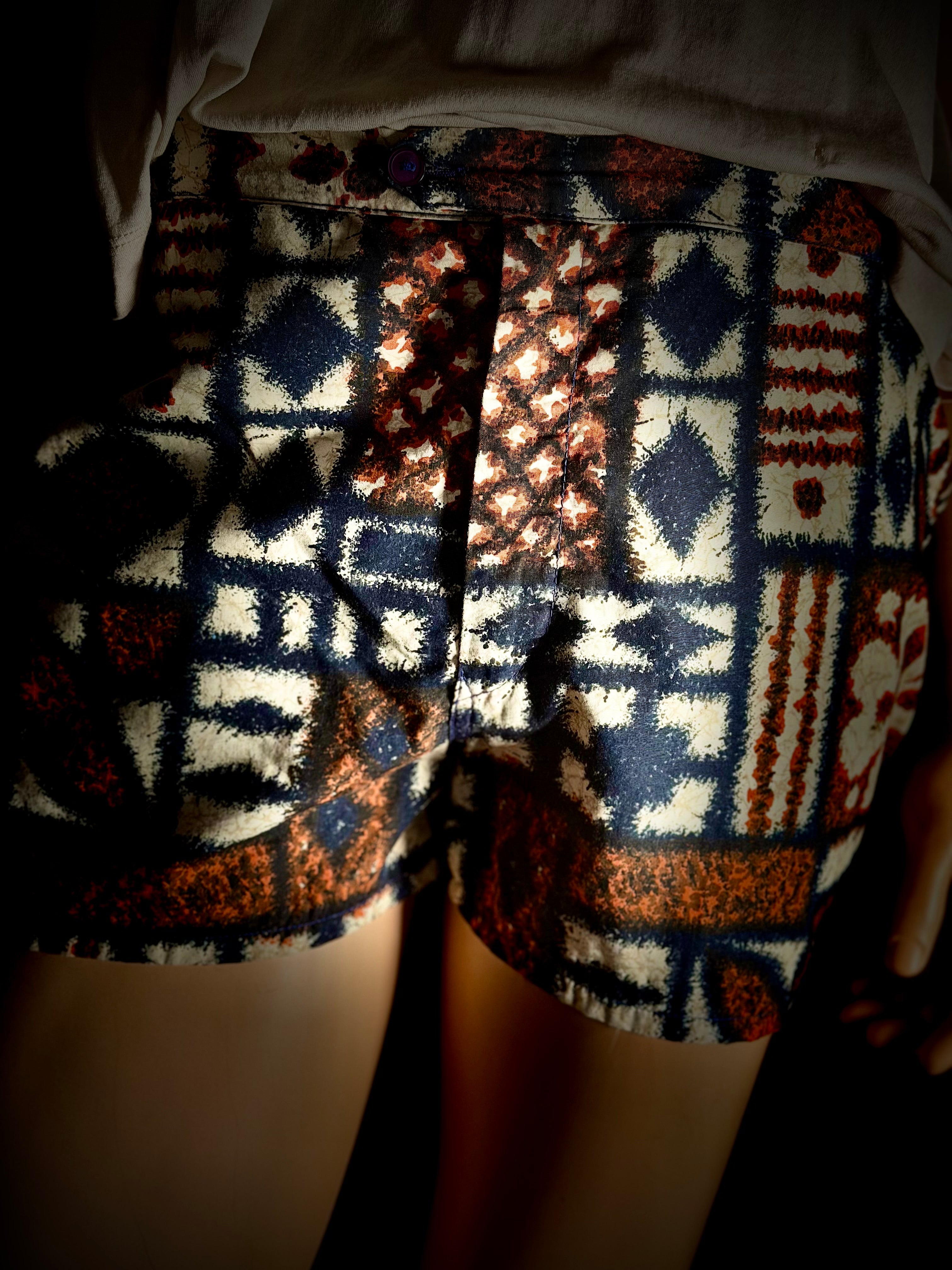 Rare 1950s Casben Swim Shorts - Atomic Tapa Print (Collectible)