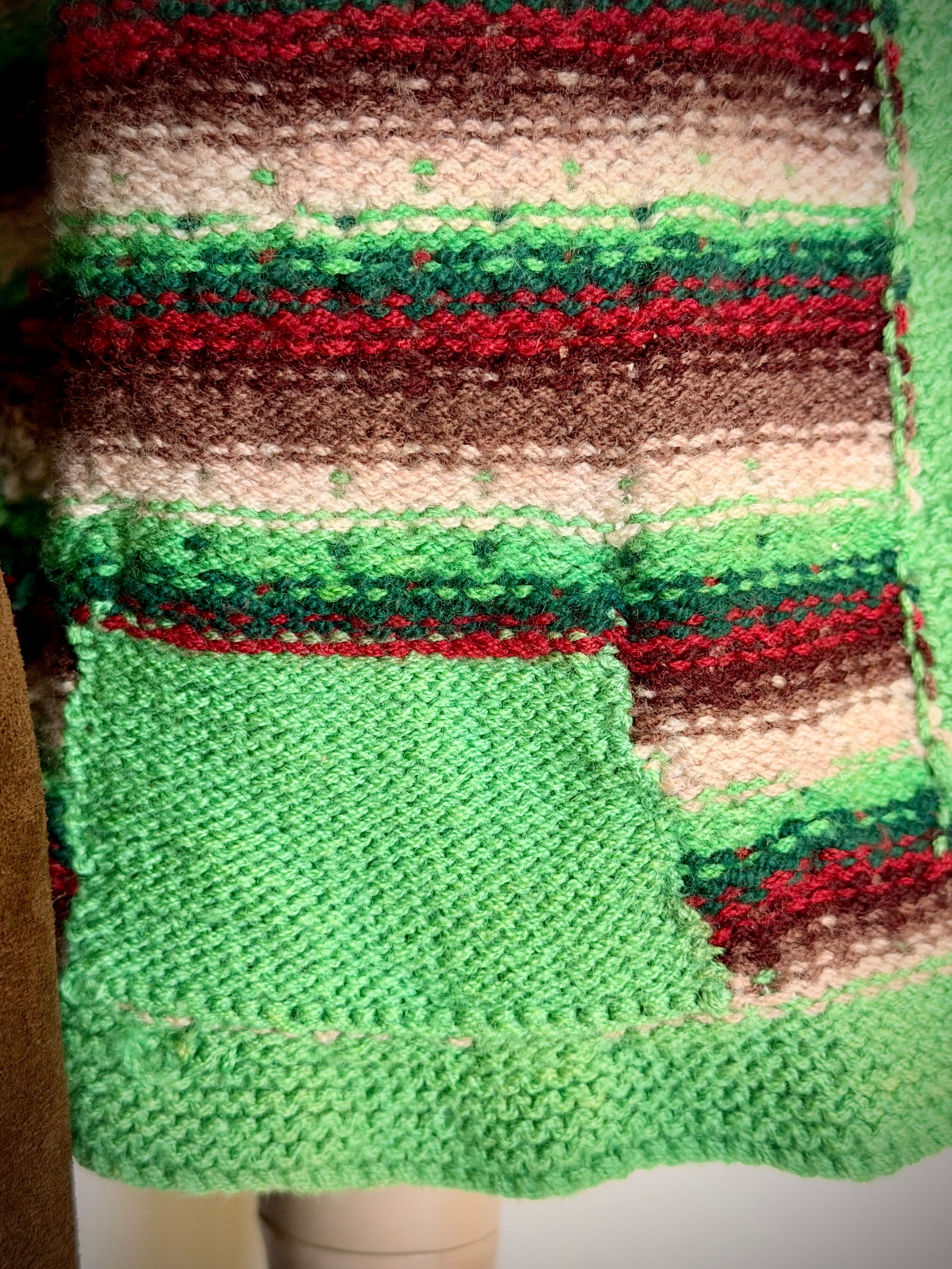 1940s-50s Hand-Knitted Wool Vest | Folk Stripe Knit