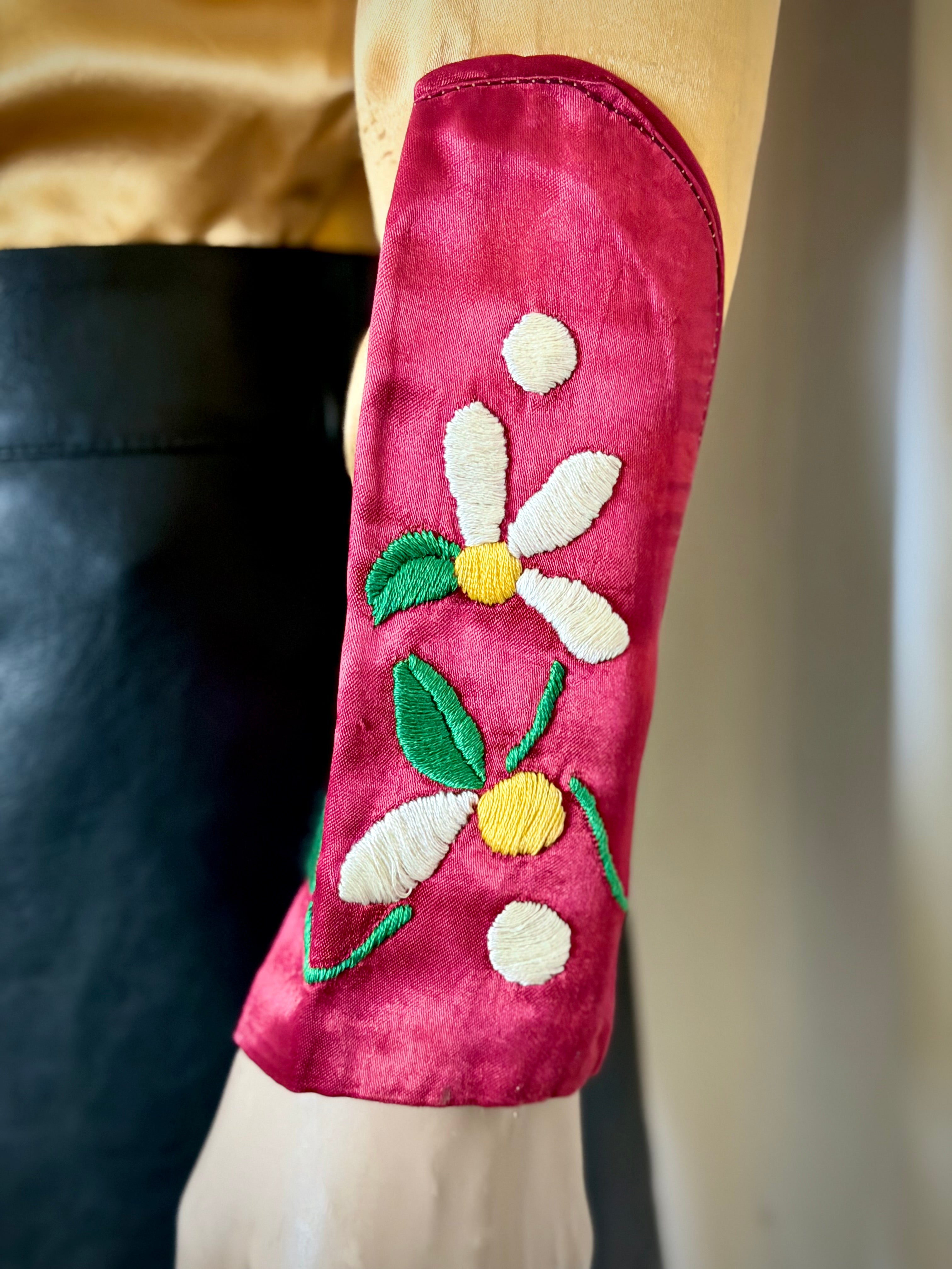 1940s Hand Embroidered Satin Western Shirt