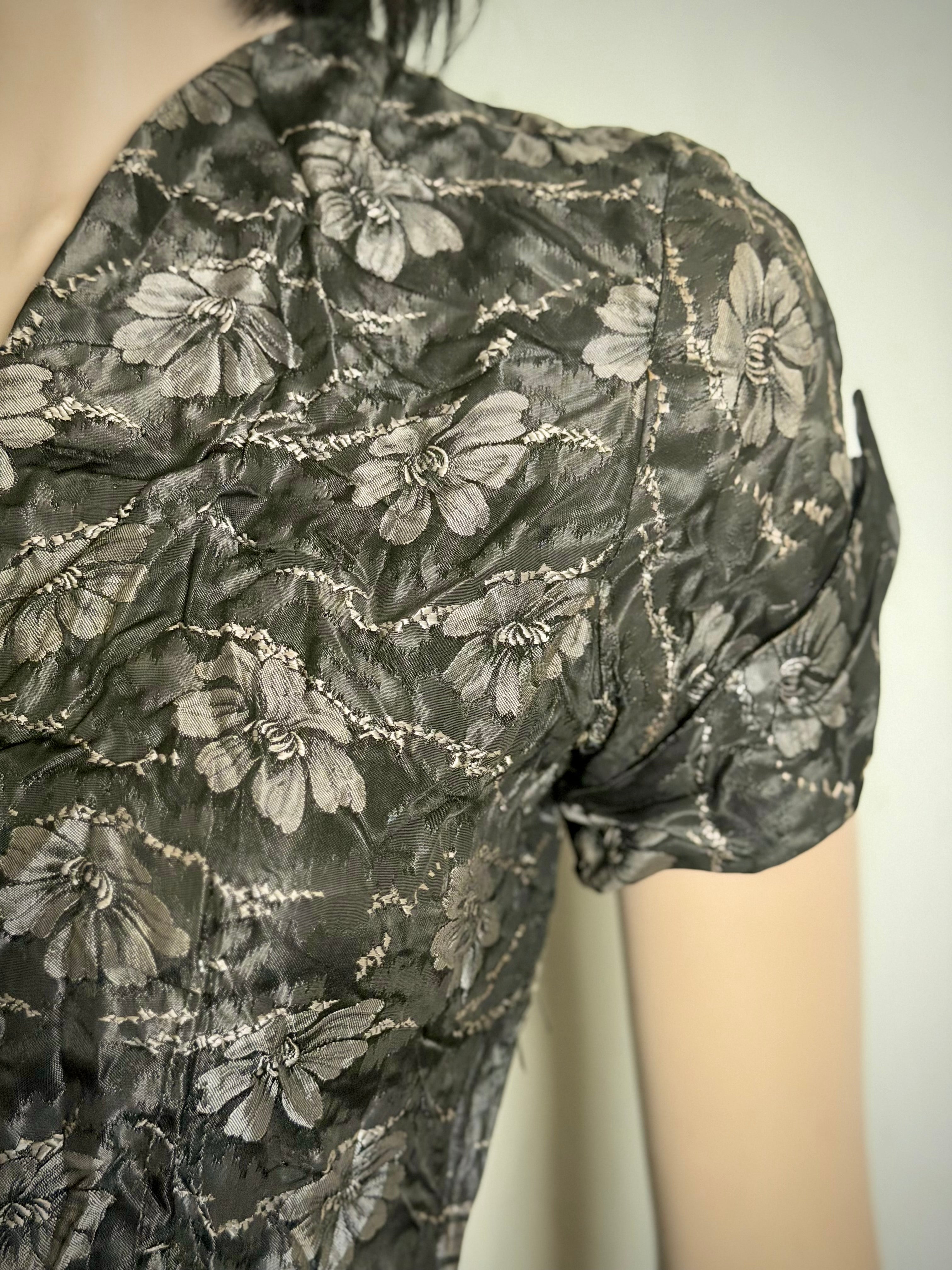 Late 1940s–Early 1950s Sculptural Floral Cocktail Dress