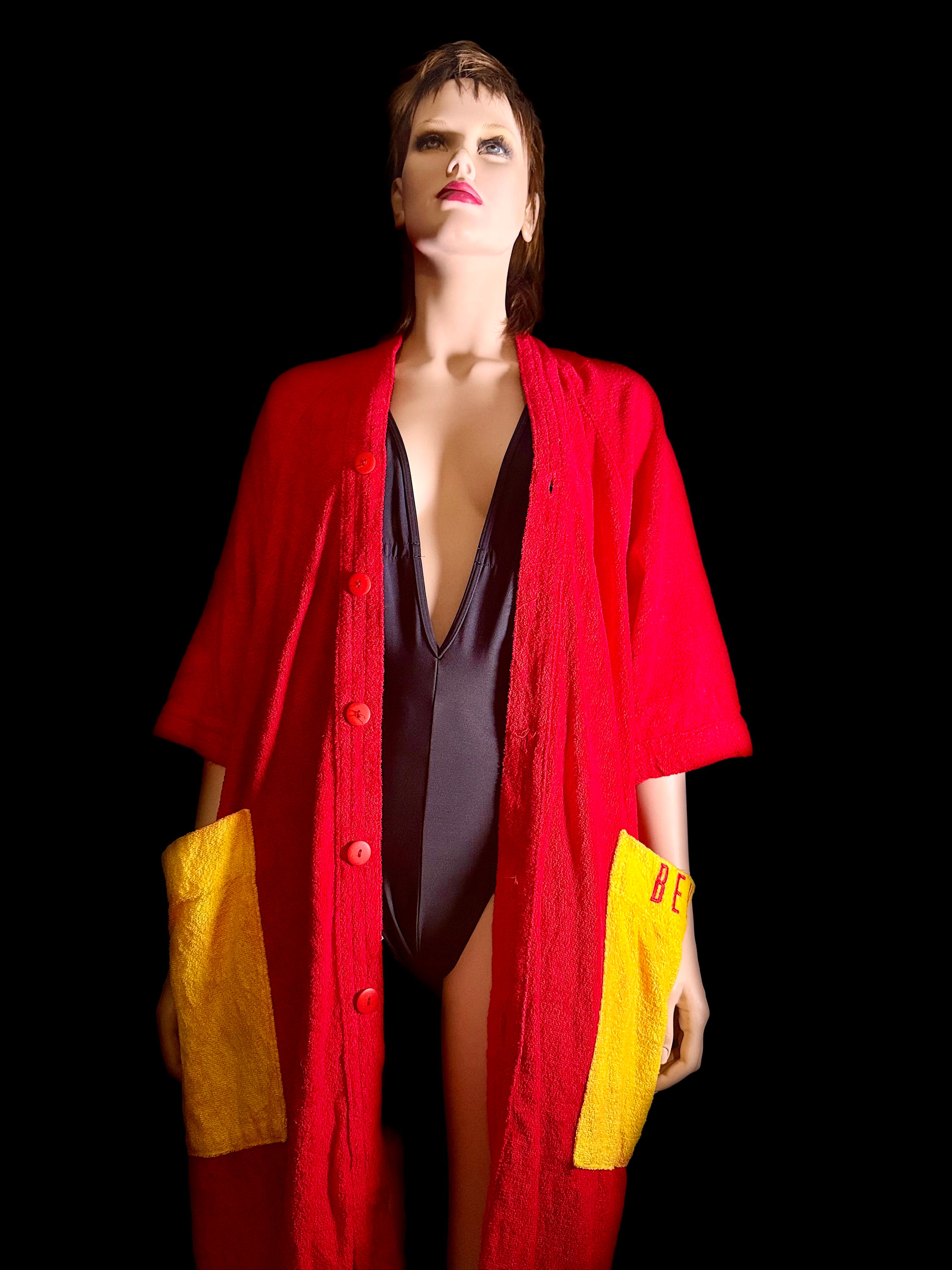 Deadstock 90s United Colors of Benetton Terry Robe - Red and Yellow (Styled in Italy)