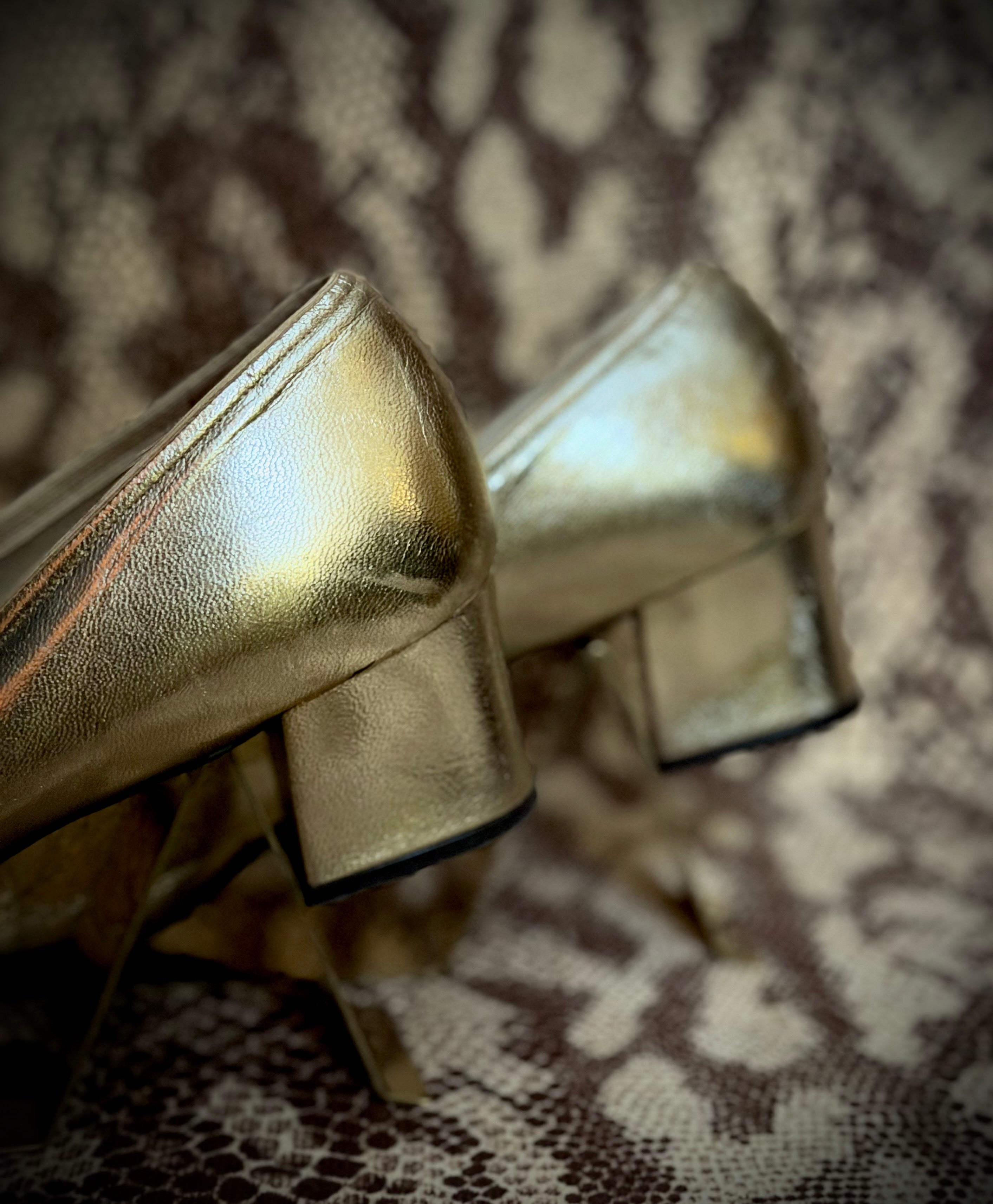 Late 1950s Gold Metallic Leather Pumps | Braided Detail | Fully Restored | EU 39–40