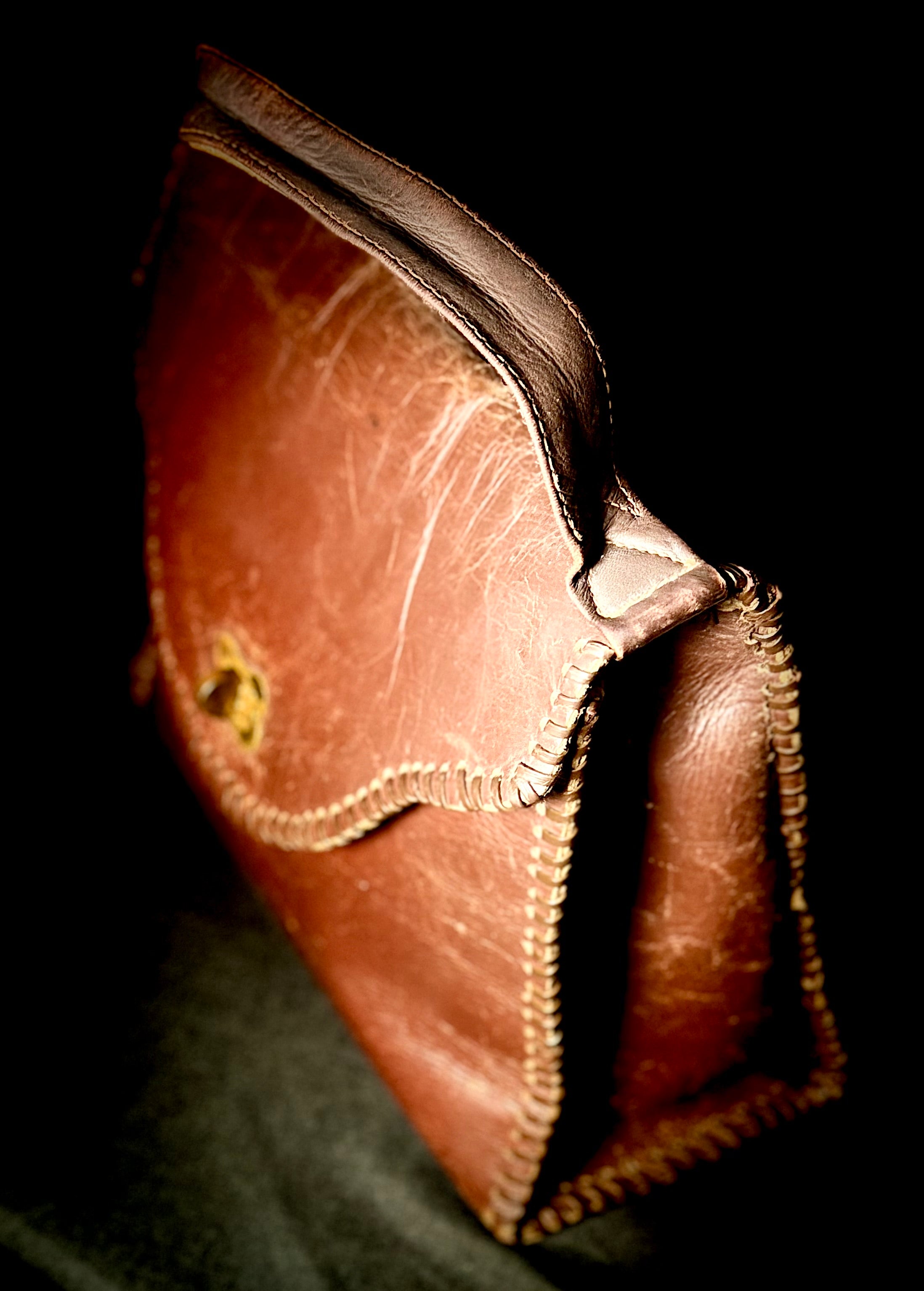 Late 1940s Chocolate Brown Leather Handbag
With Original 1963 Receipts Found Inside