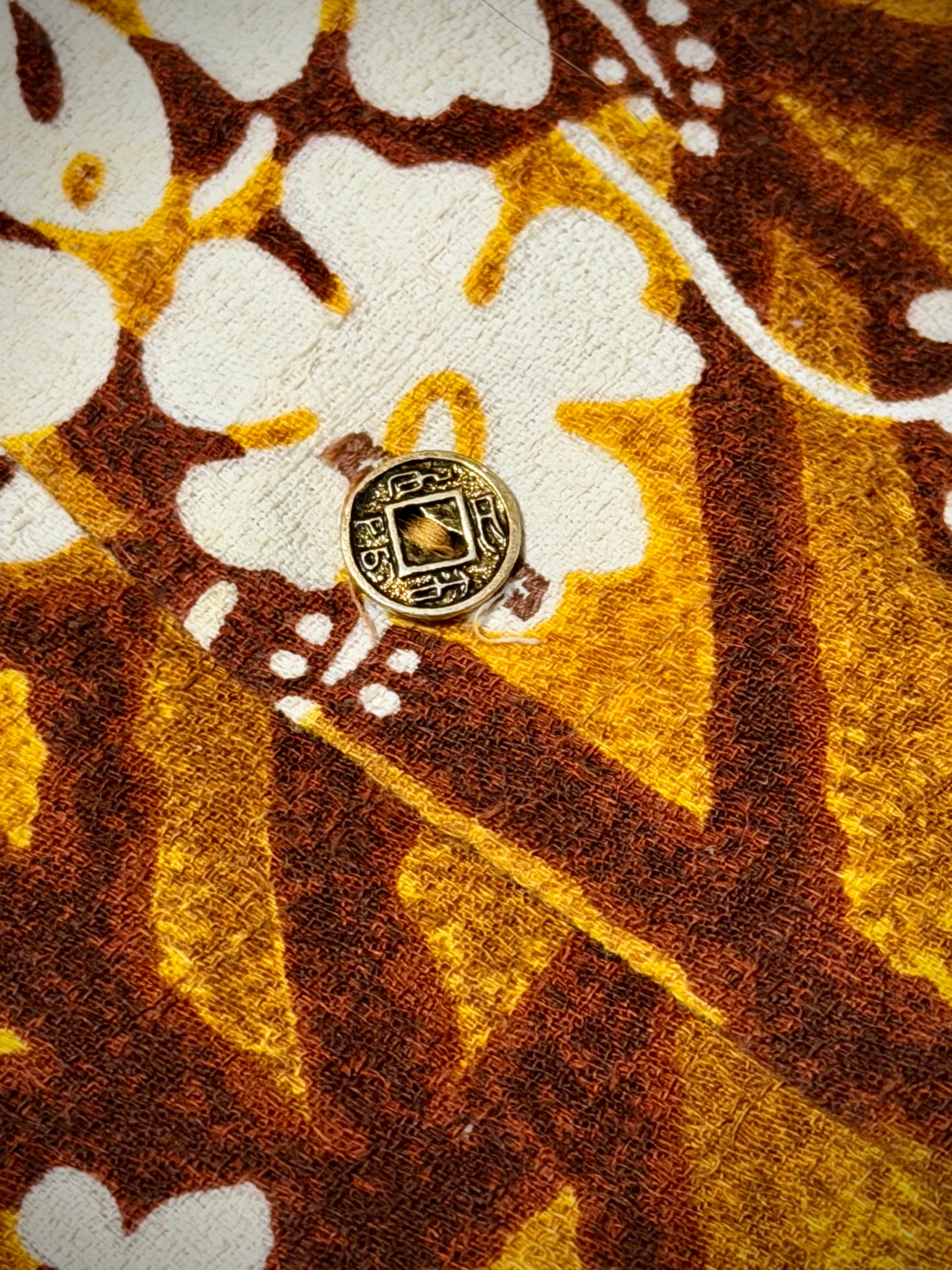 1960s Hawaiian Barkcloth Shirt - Made in Hawaii