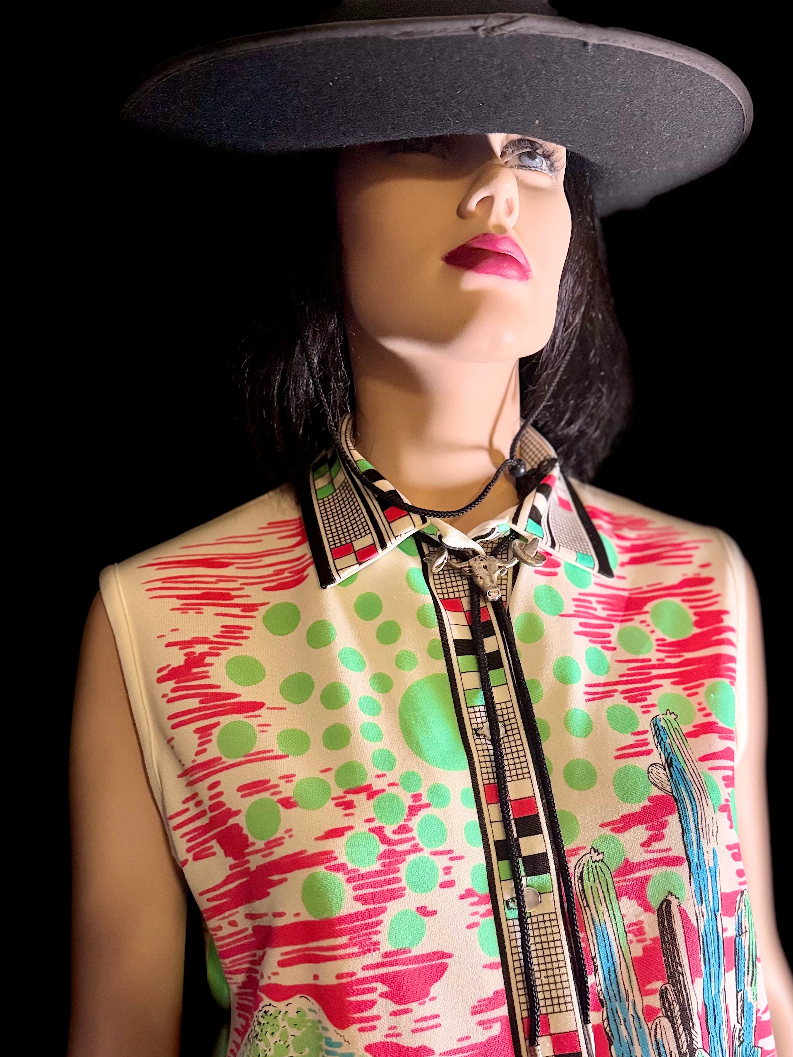 Vintage Hamilton Dallas Southwestern Novelty Print Longline Shirt | Texas