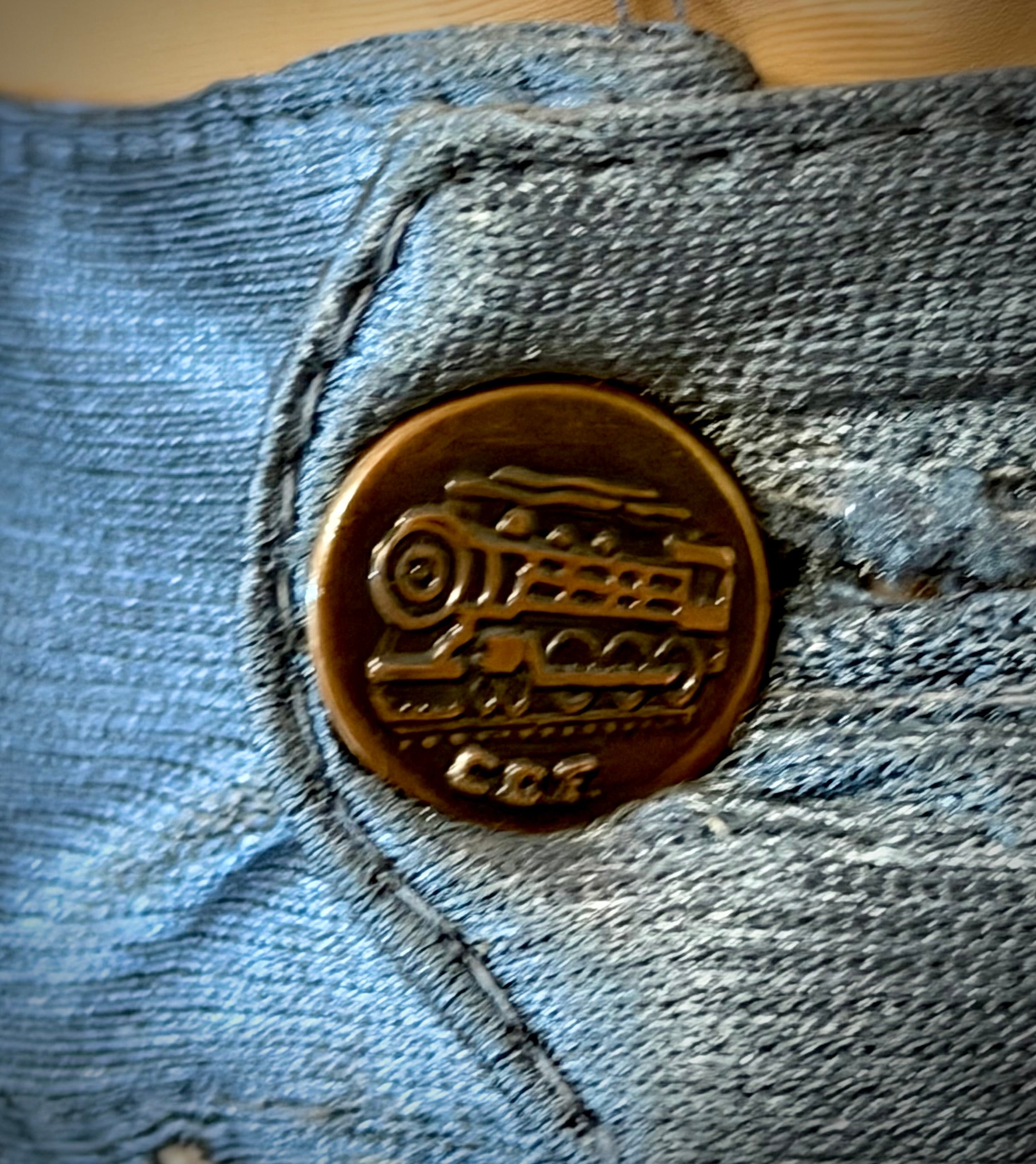 Vintage 70s Chemin de Fer Metallic Blue Flared Pants