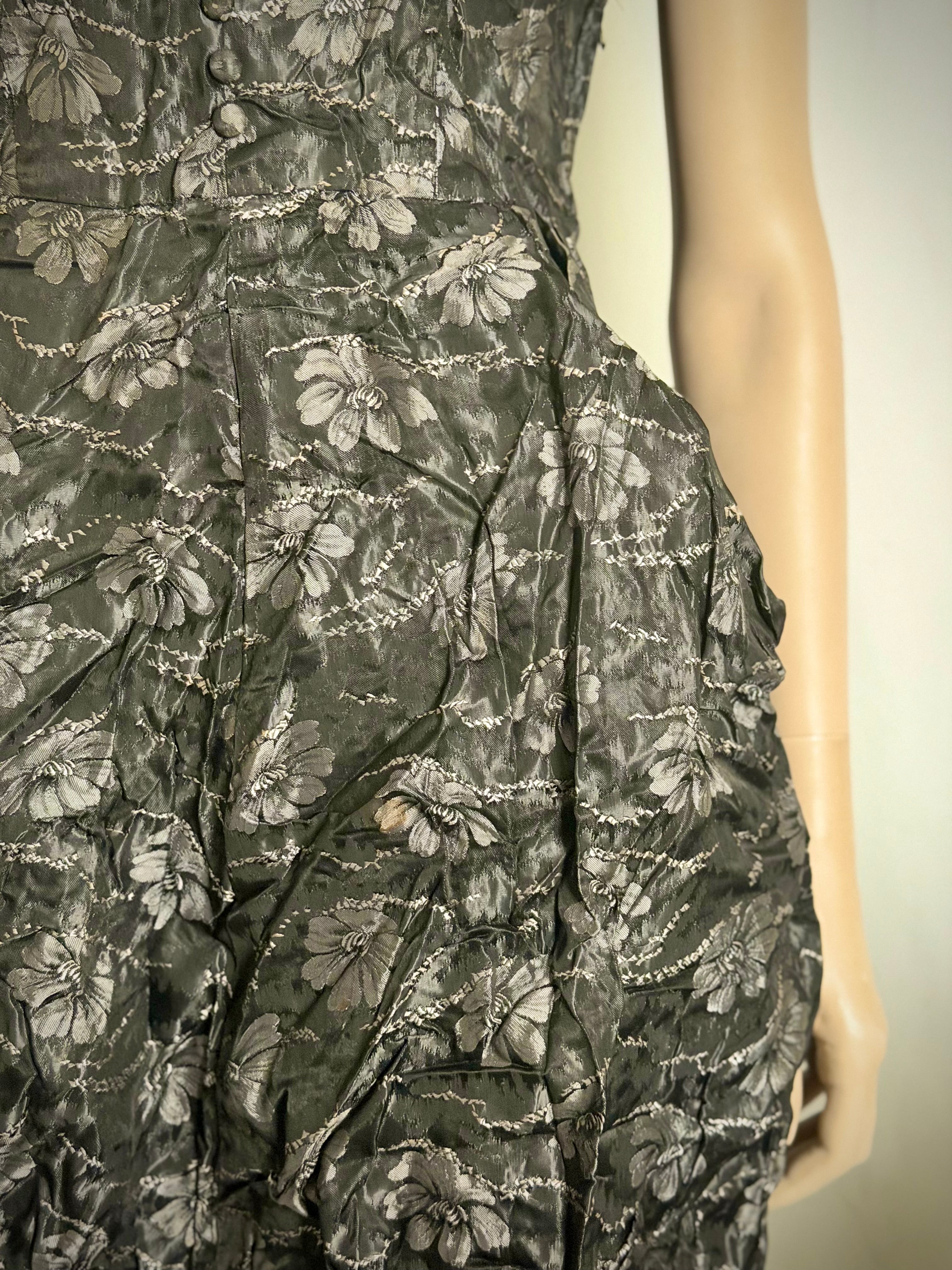 Late 1940s–Early 1950s Sculptural Floral Cocktail Dress