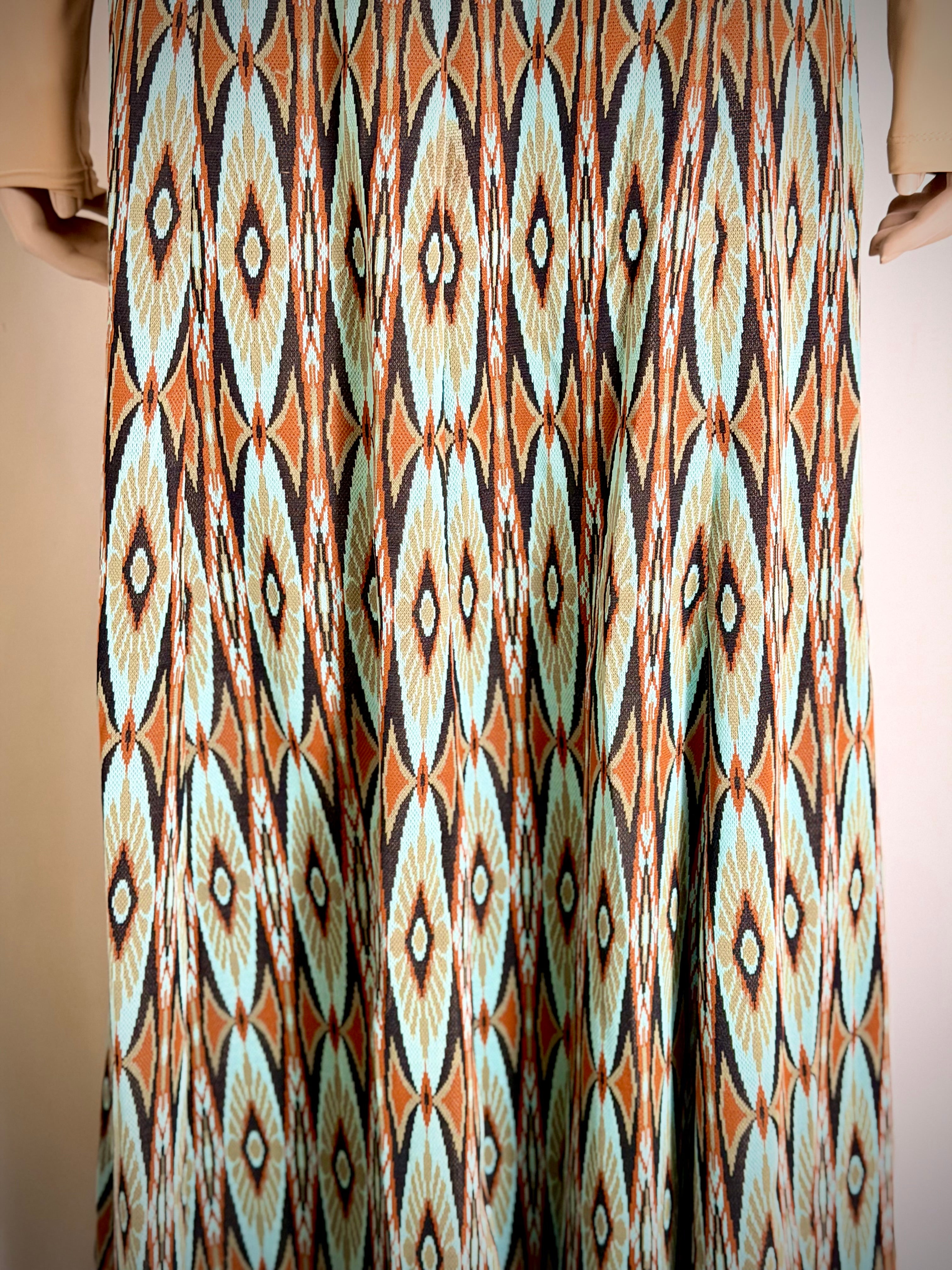 70s Geometric Knit Maxi Skirt