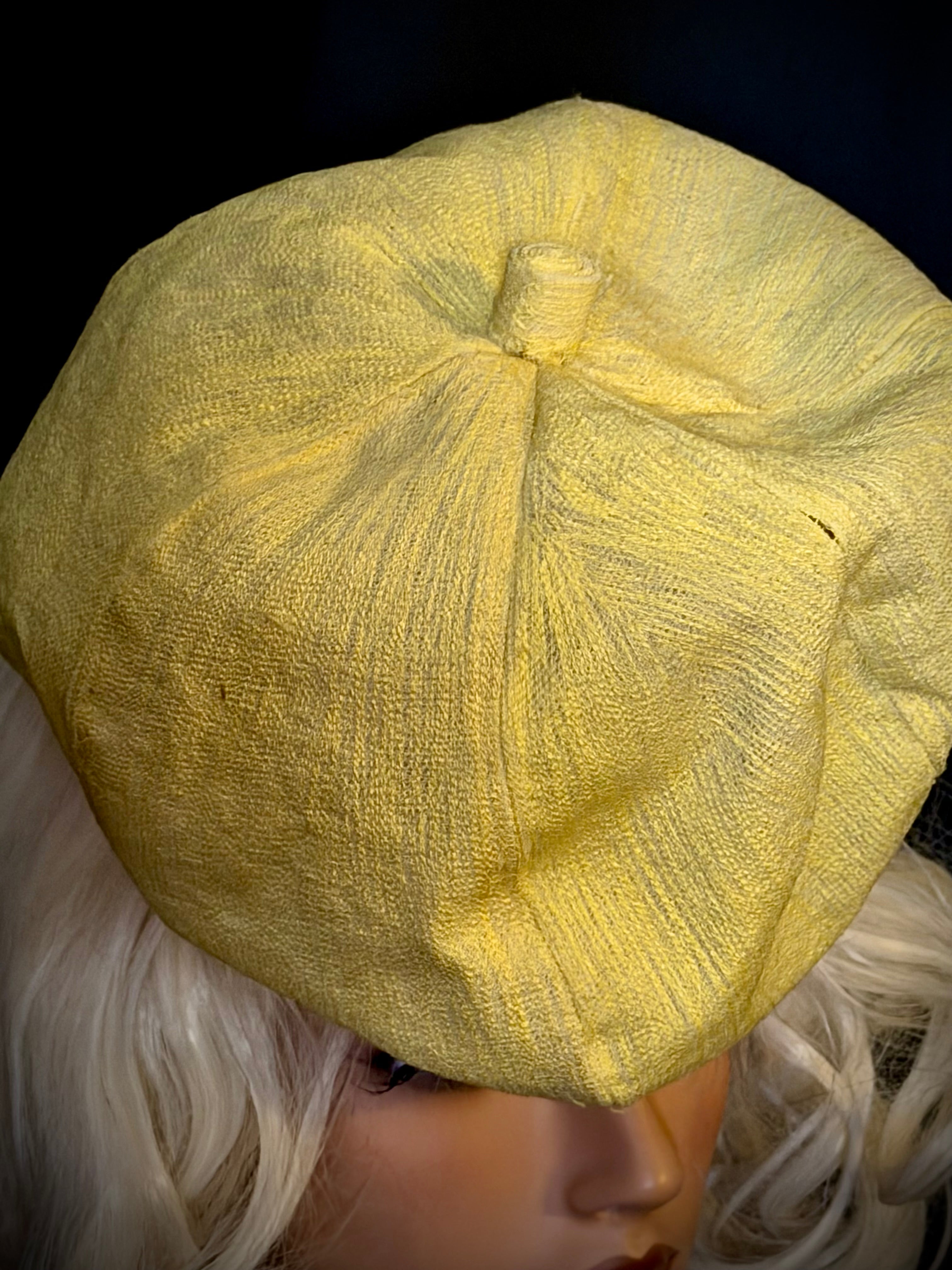 Mid-Century Sculptural Hat - Structured Papier-Mâché Form in Textured Silk-Like Fabric