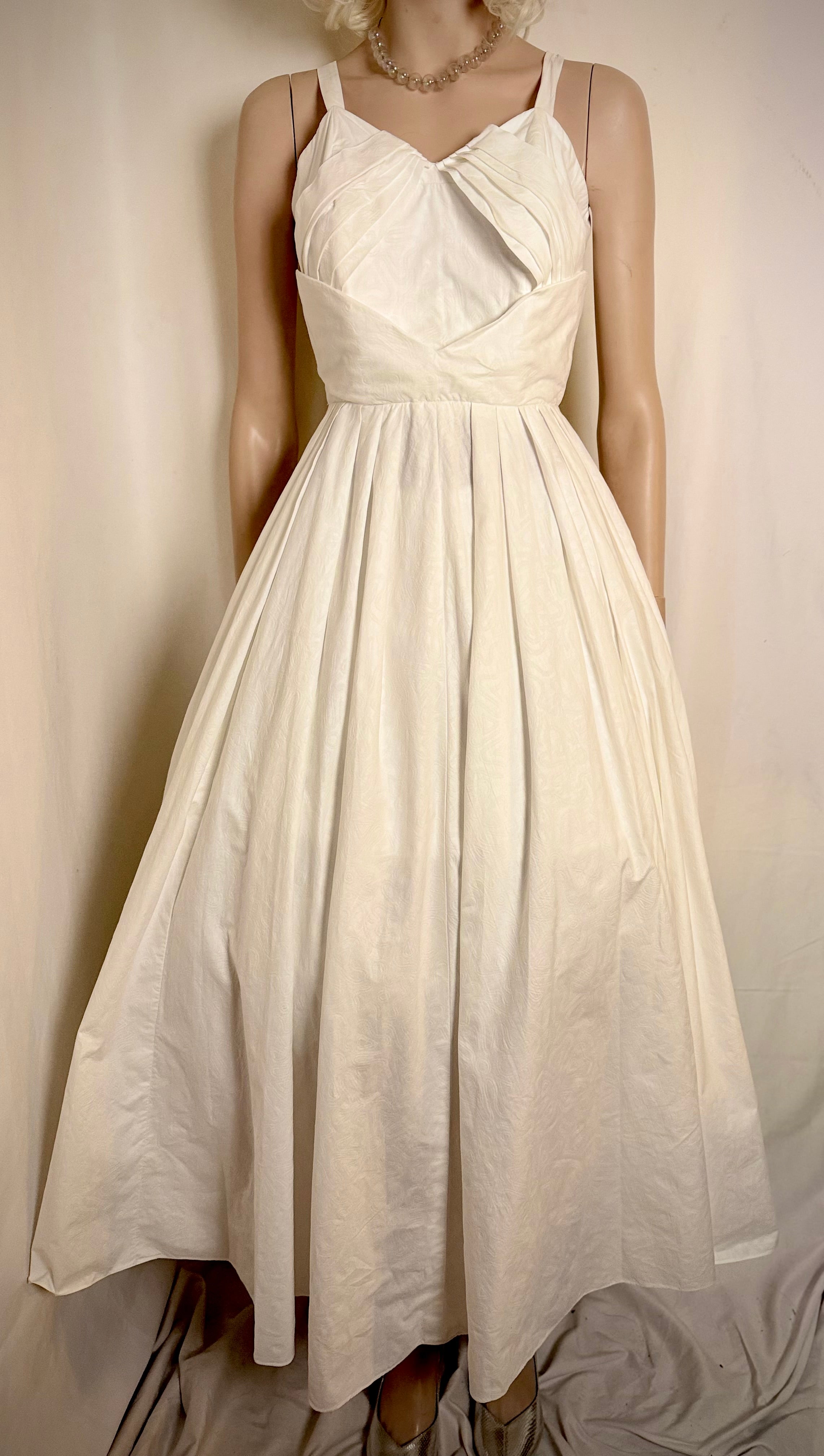 1950s Bengston Modell Sculptural Floral Jacquard Cotton Dress