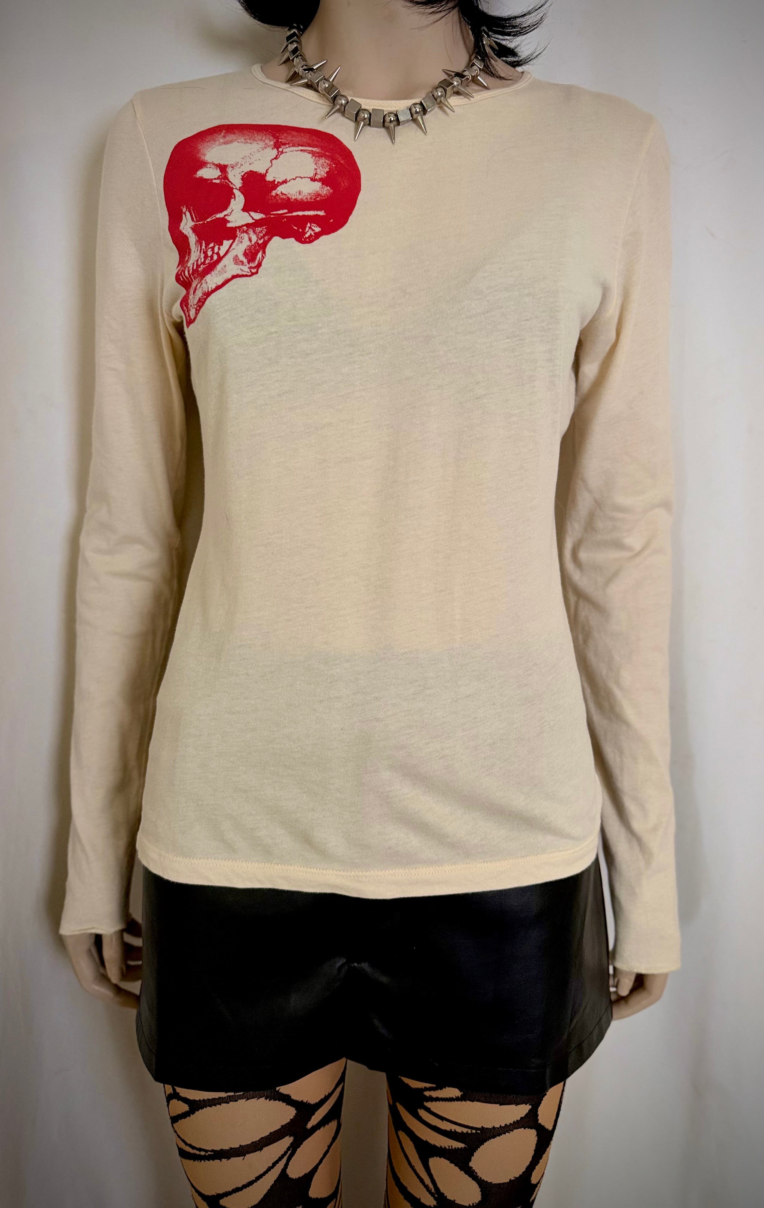 Vintage Libertine Pink Skull Print Long Sleeve Top
